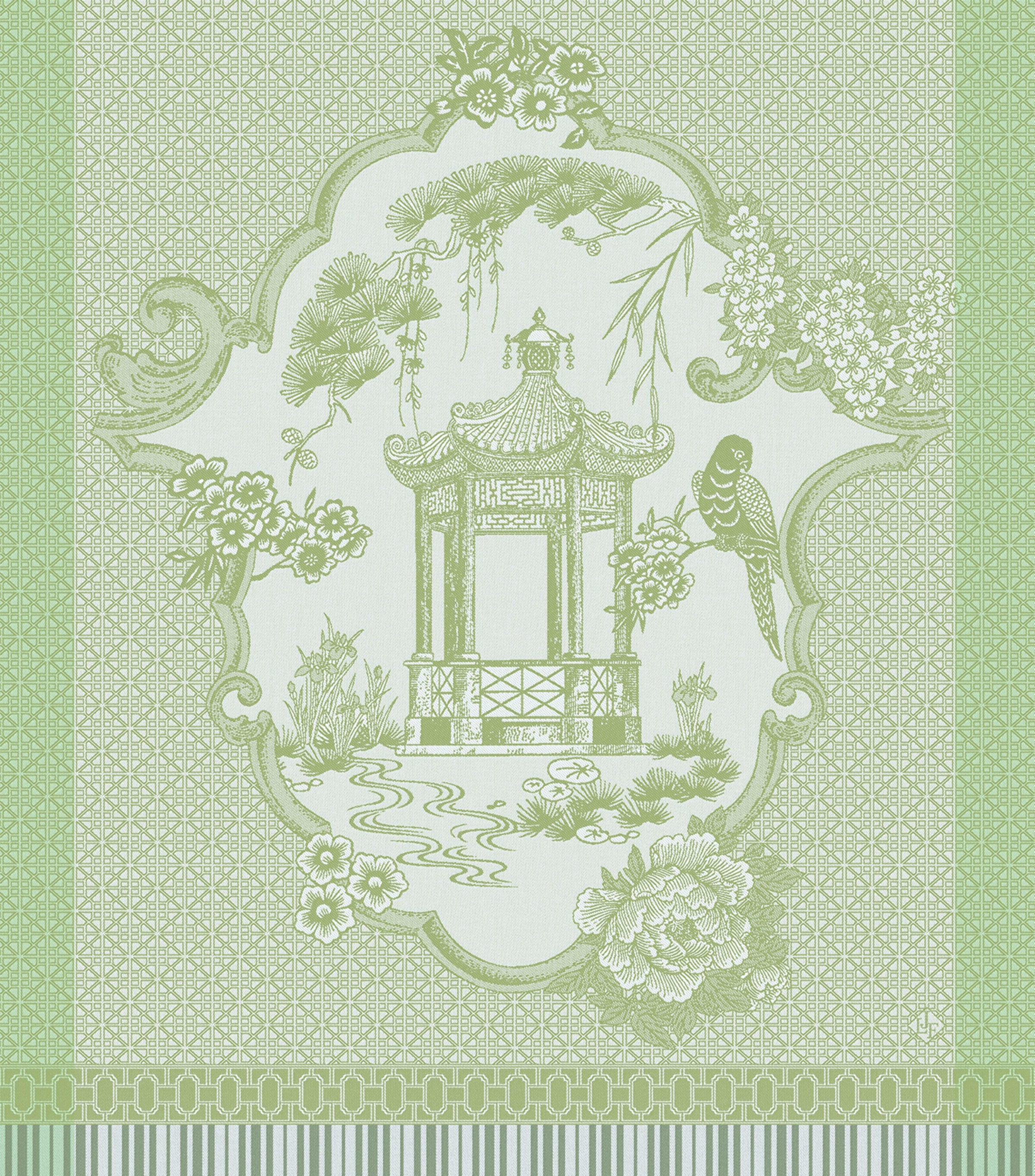 Le Jacquard Français Cotton Promenade Impériale Tea Towel (60cm x 80cm) Green Image 1
