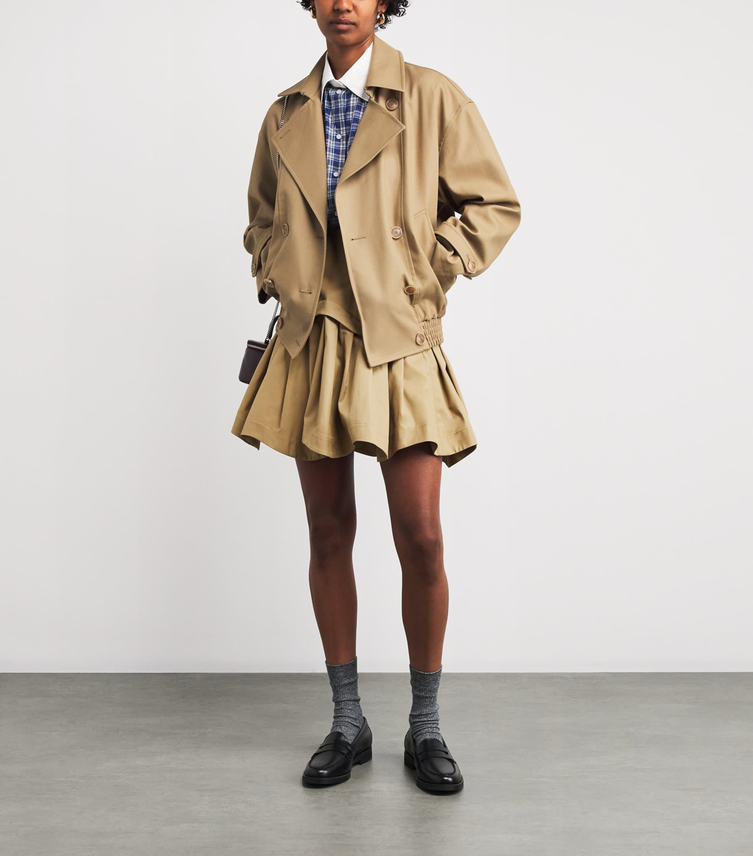 Cotton Ruffled Mini Skirt BEIGE Image 2