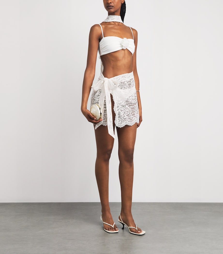 AWAY THAT DAY Womens Lace Flores Pareo Bridal White Image 2