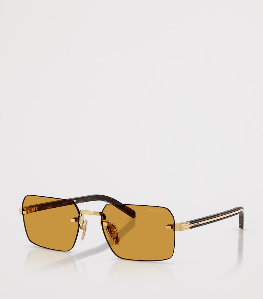 Prada Rimless Rectangle Sunglasses Gold Image 2