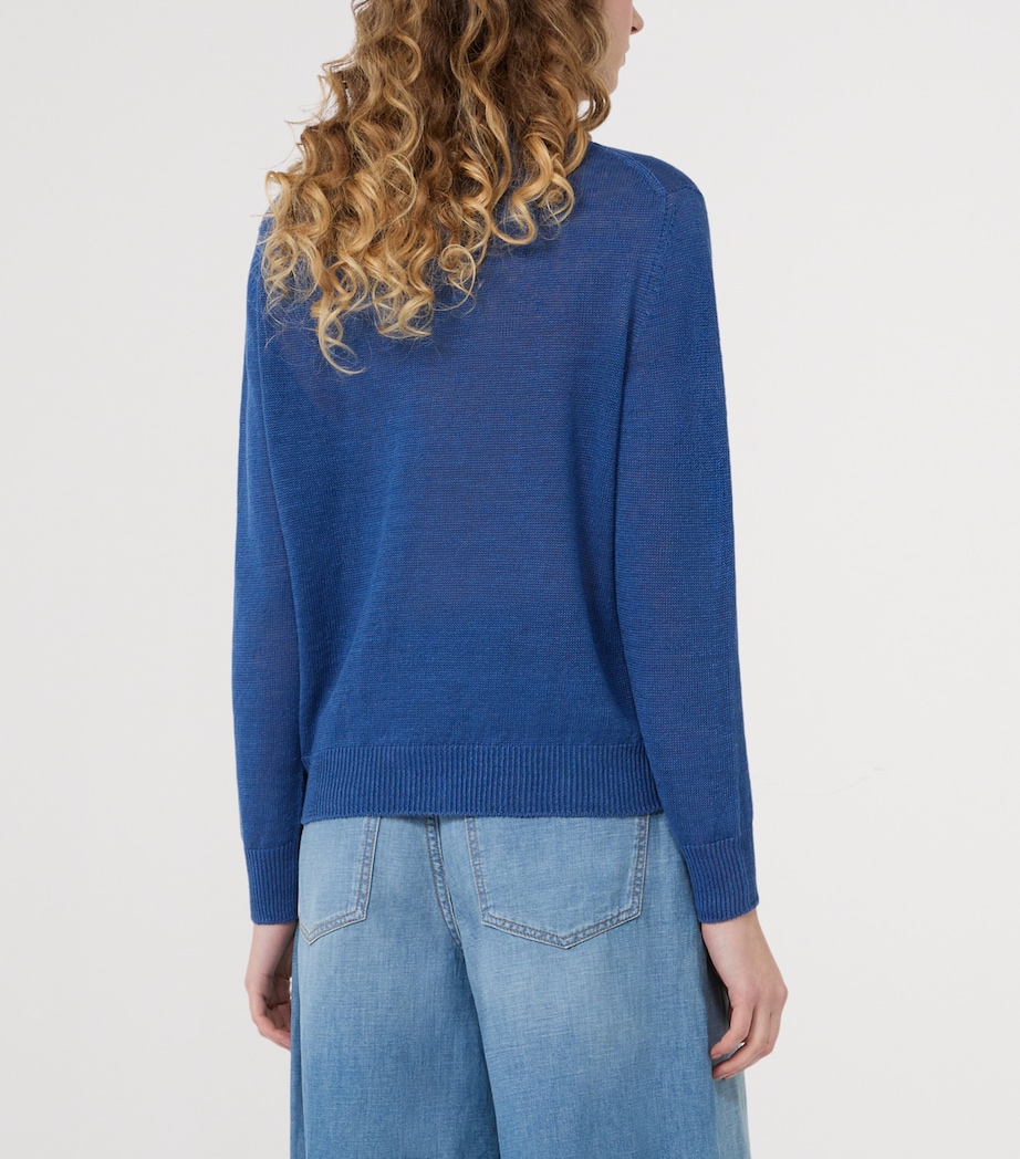 Weekend Max Mara Womens Linen Crew-Neck Sweater Ocean Image 3