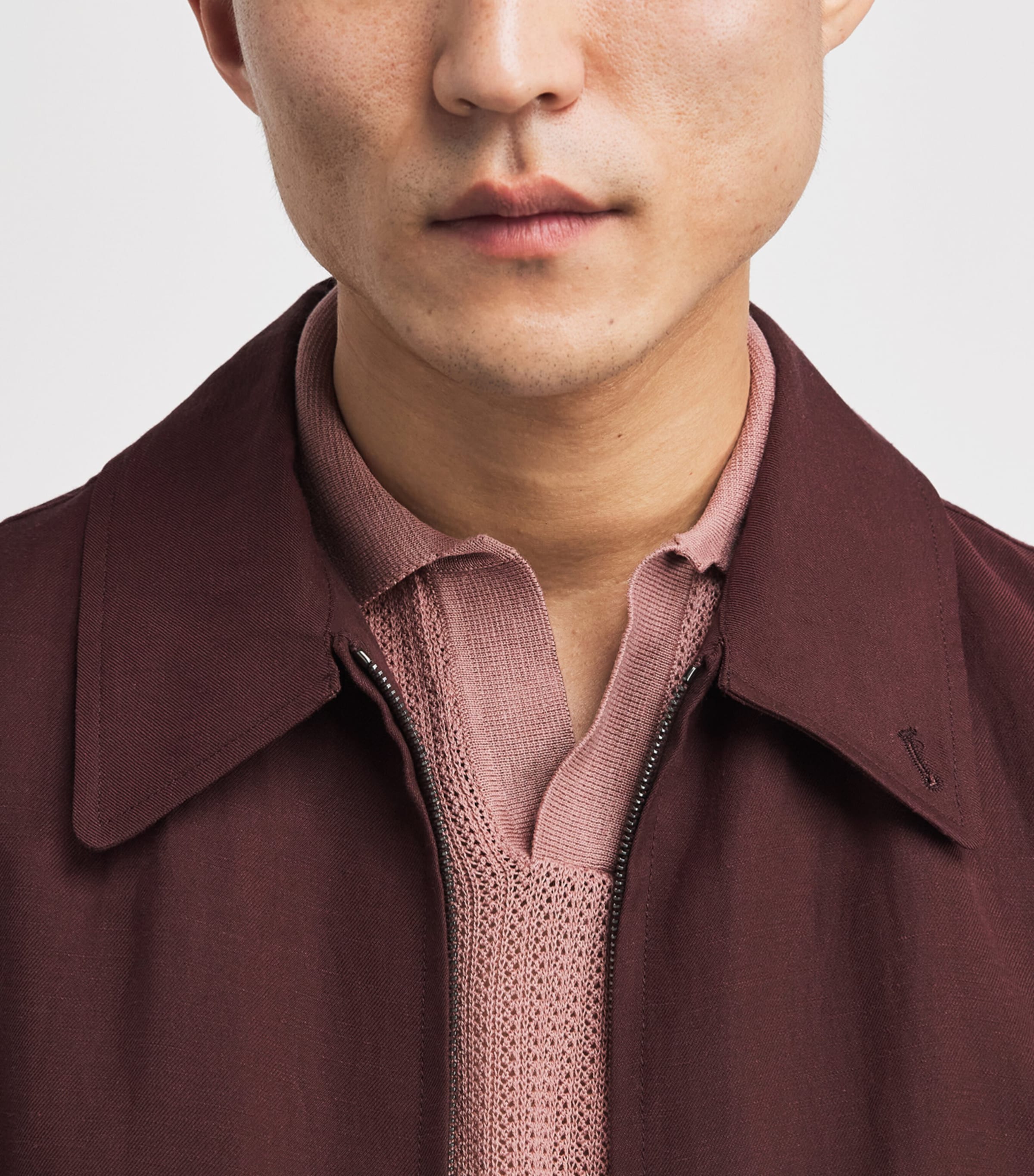 Isaia Mens Silk-Linen Open-Collar Polo Shirt Image 3
