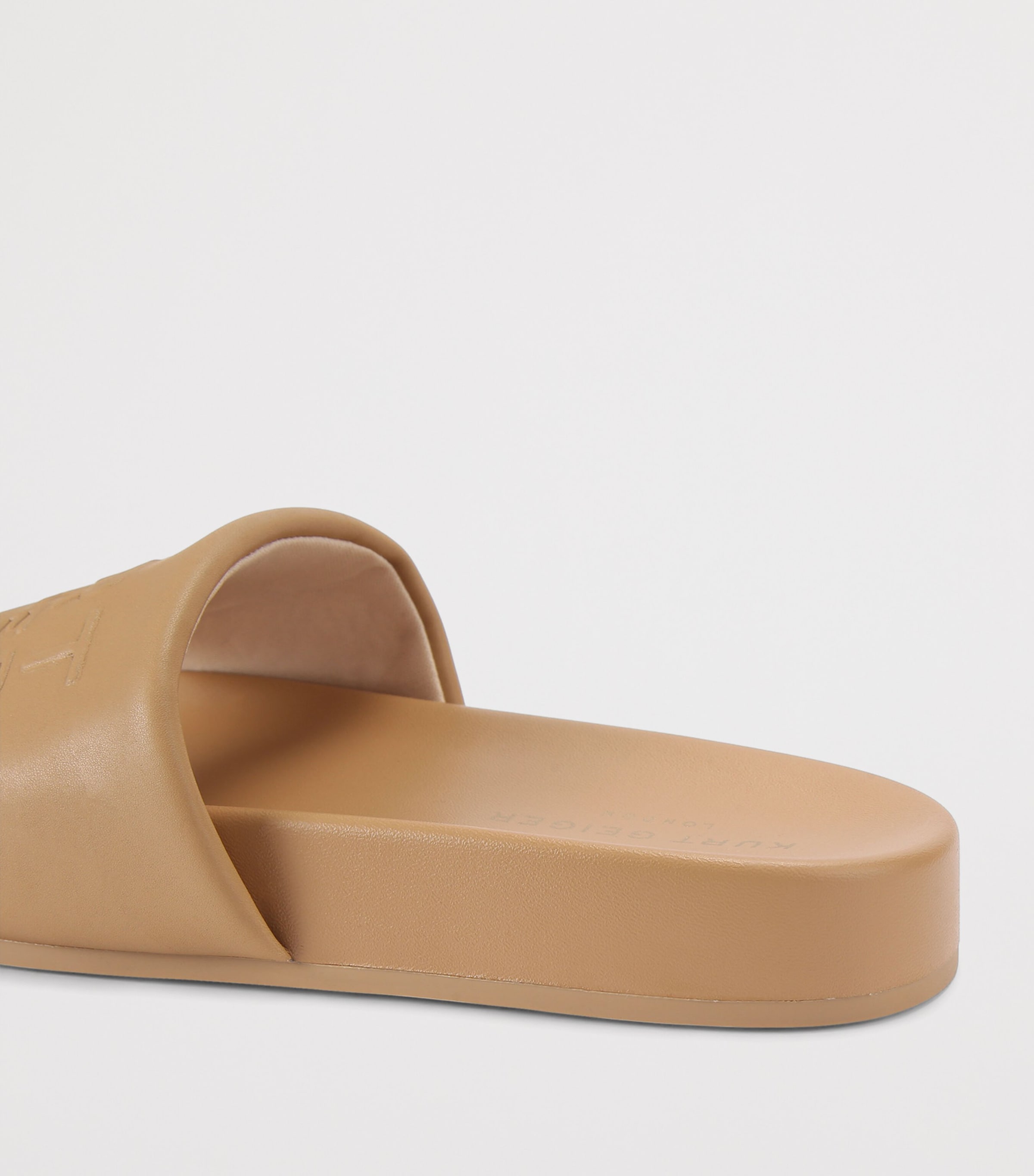 Kurt Geiger London Faux Leather Stacked Slides Beige Image 3