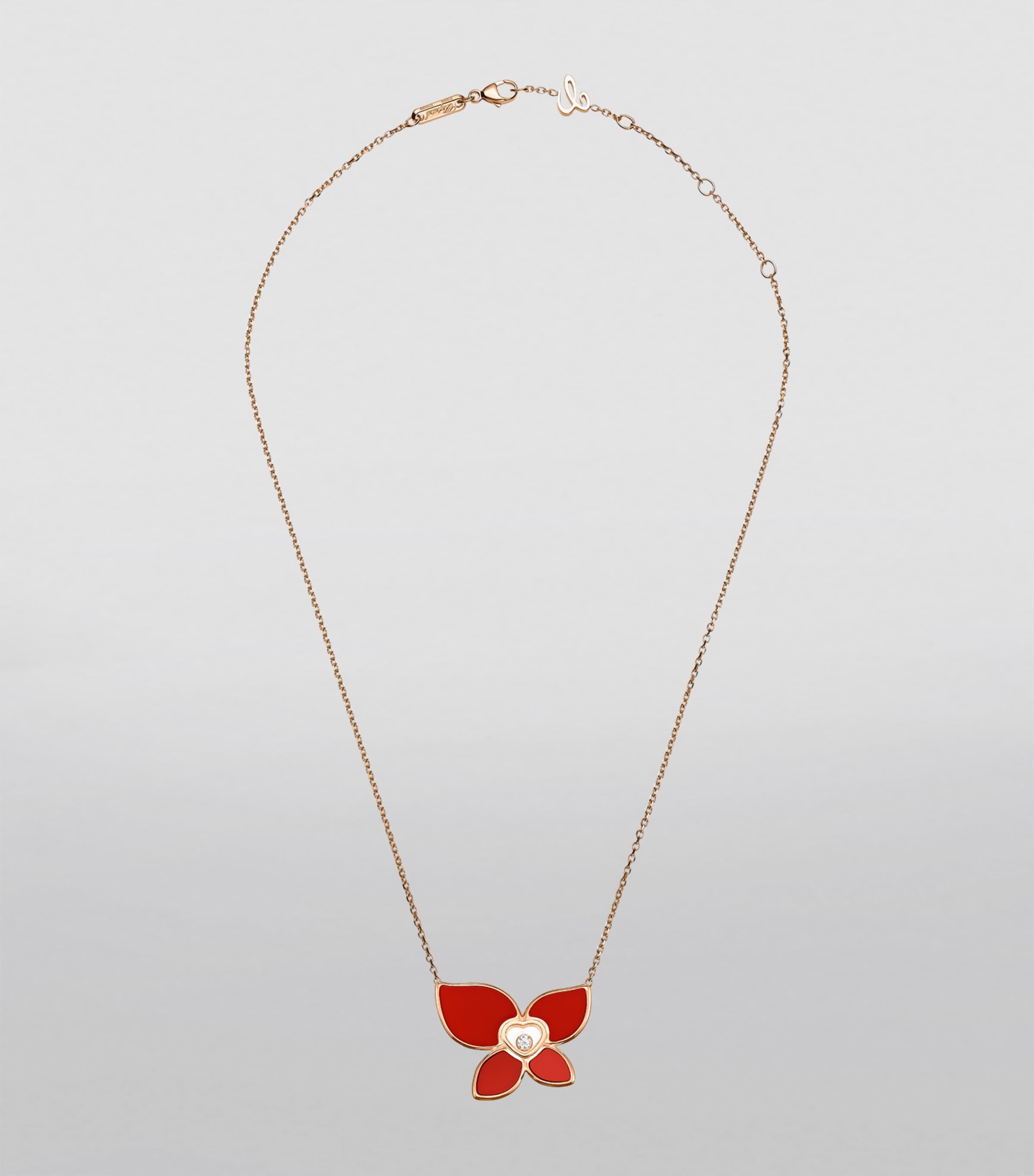 Chopard x Mariah Carey Rose Gold, Diamond and Carnelian Happy Butterfly Pendant Necklace Rose Gold Image 2