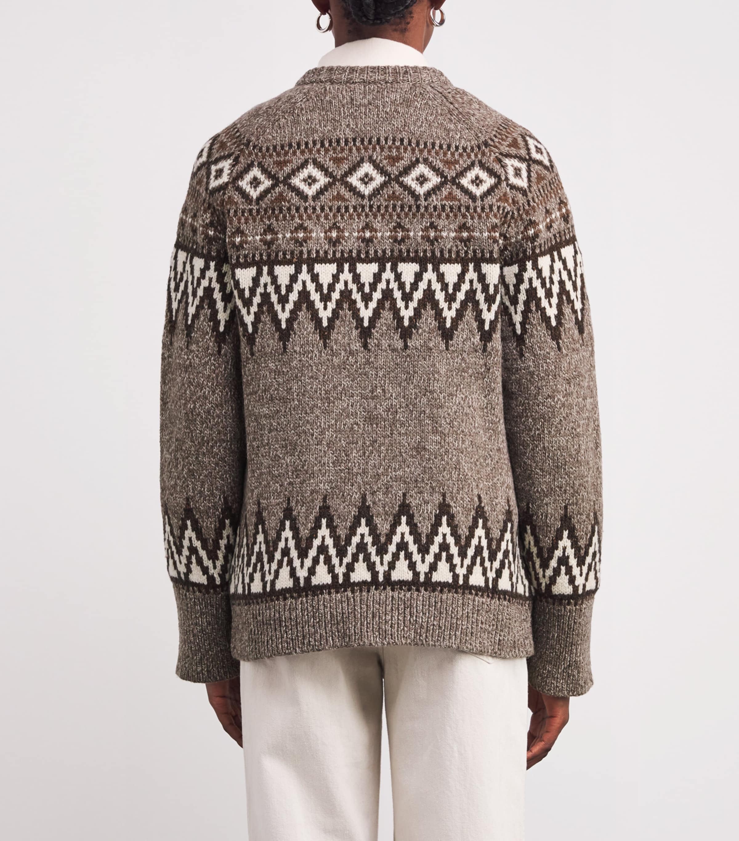 Wool-Blend Fair Isle Cardigan MUSHROOM MULTI Image 4