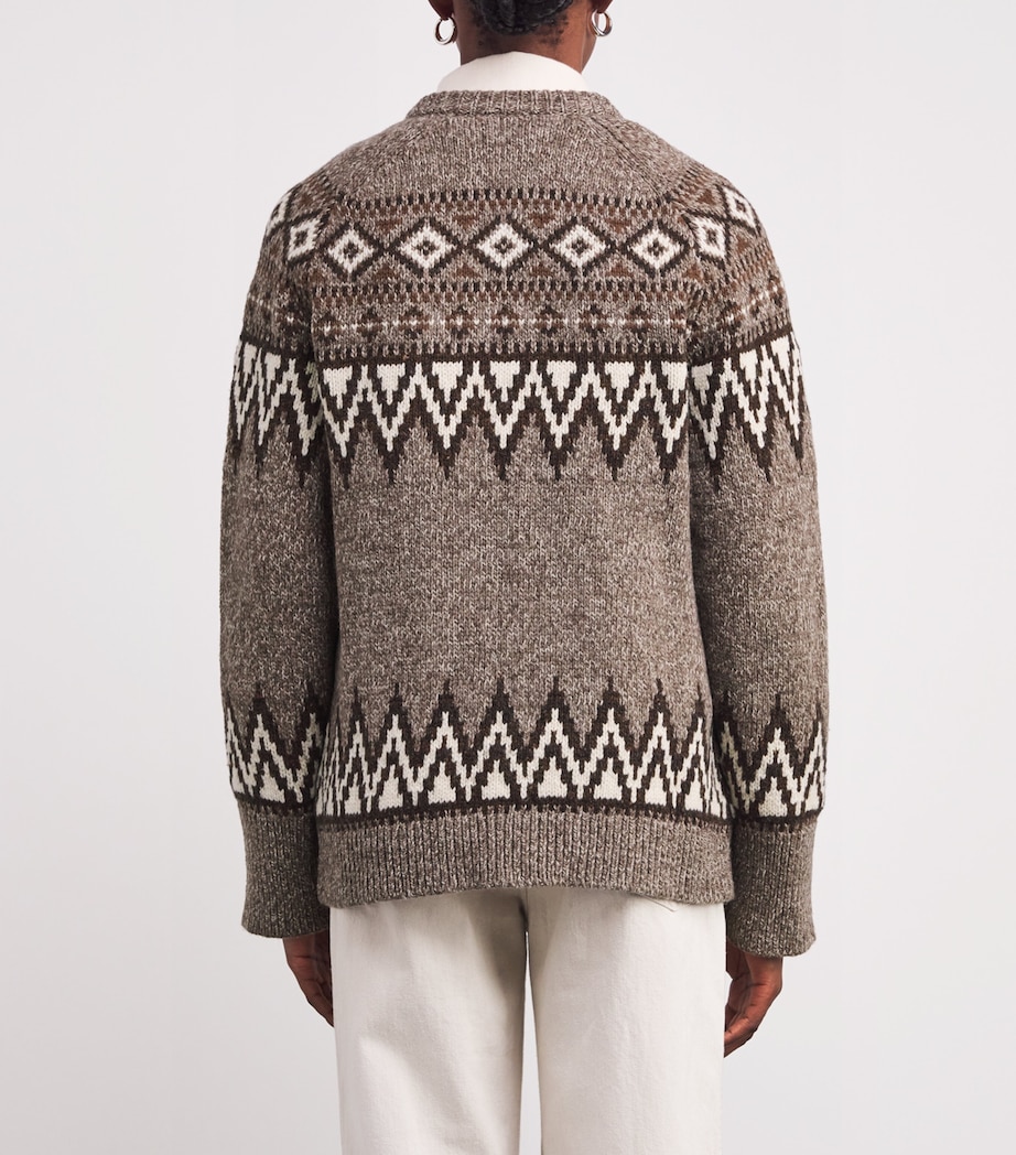 Wool-Blend Fair Isle Cardigan MUSHROOM MULTI Image 4