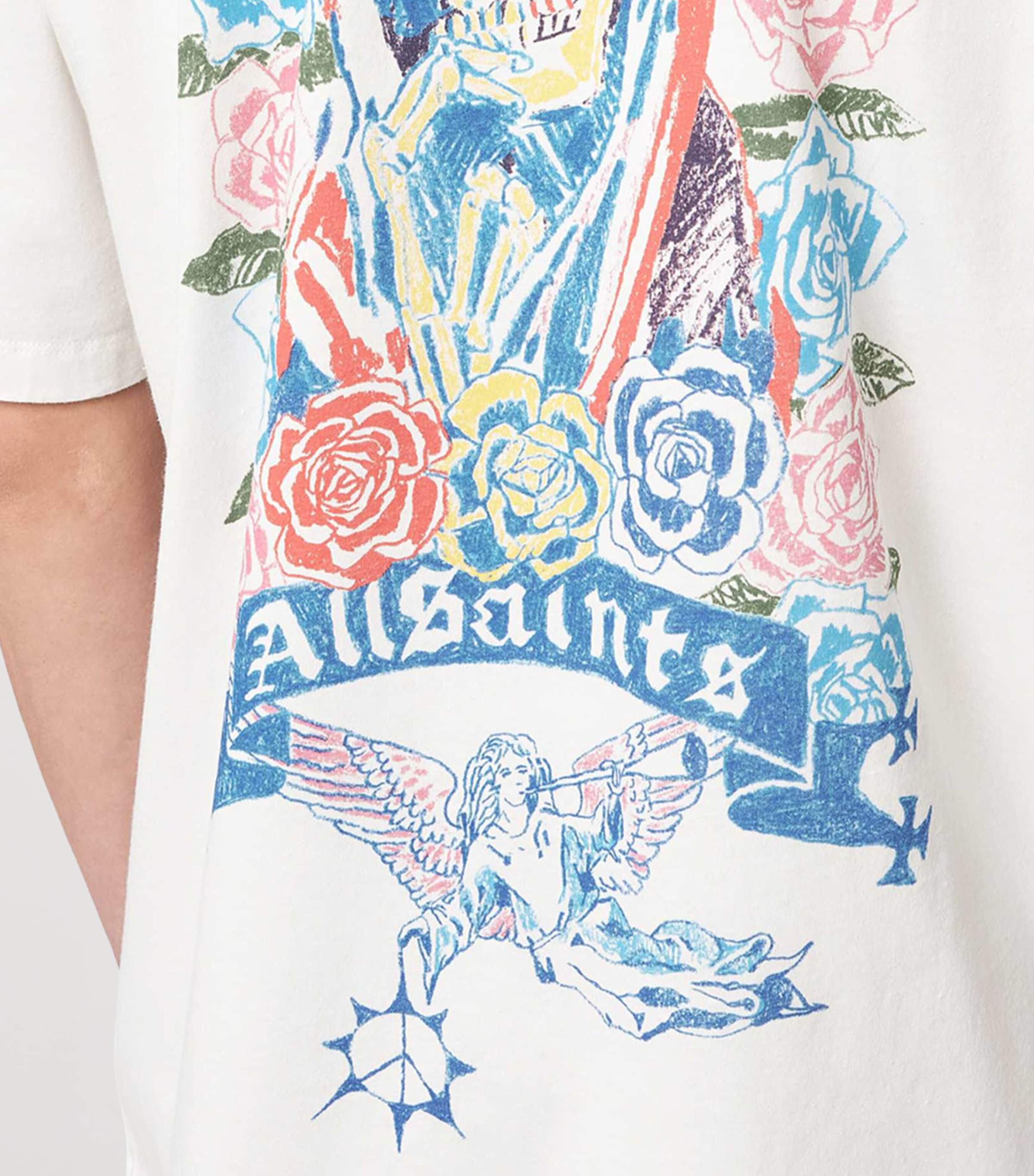AllSaints Mens Organic Cotton Cray T-Shirt Chalk White Image 7