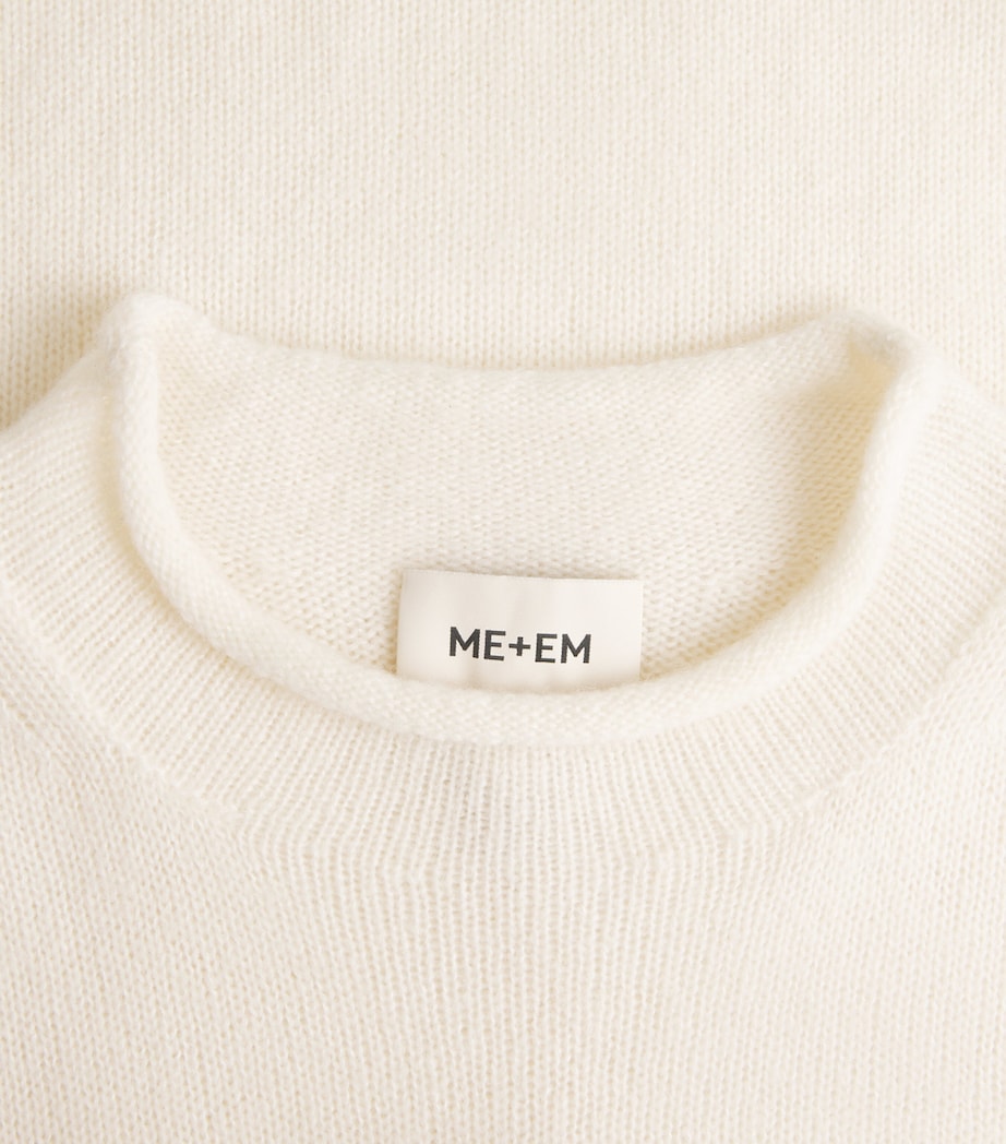 ME+EM Womens Wool-Cashmere-Silk Puff-Sleeve T-Shirt Cream Image 6