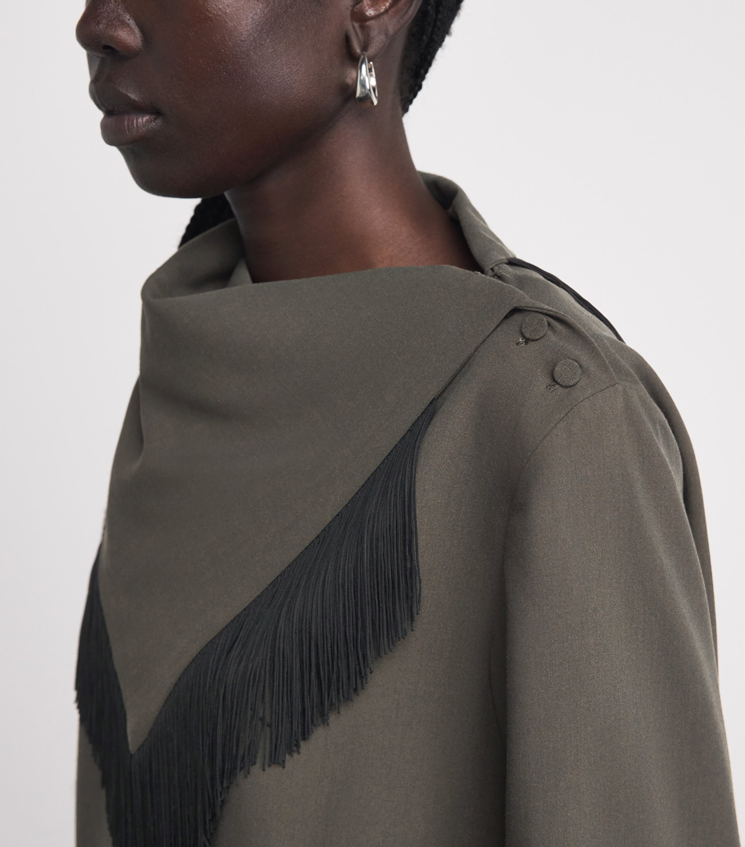 CAMILLA AND MARC Womens Draped-Neck Una Shirt Dark Emerald Image 3