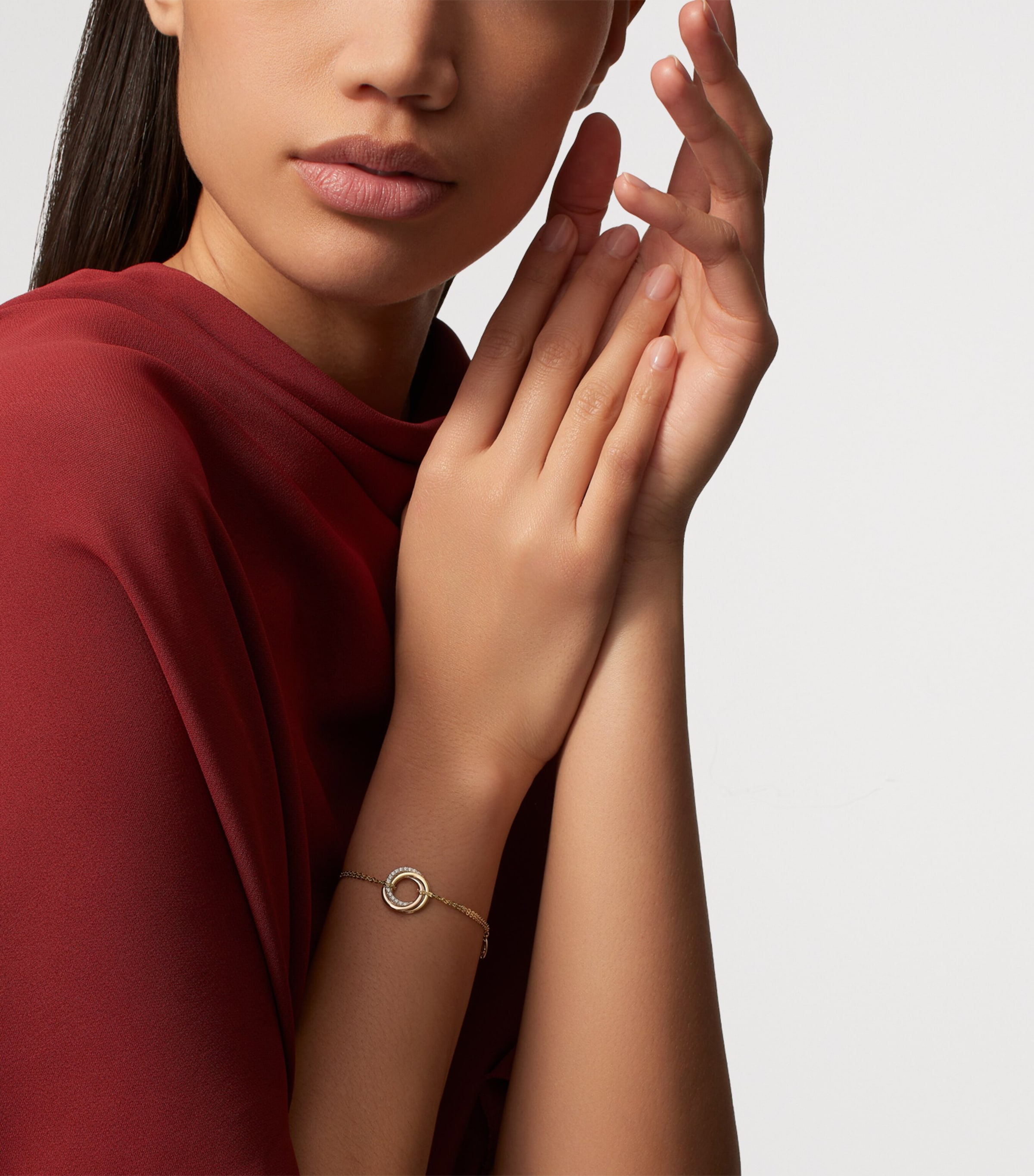 Mixed Gold and Diamond Trinity Chain Bracelet MIXED GOLD Image 2