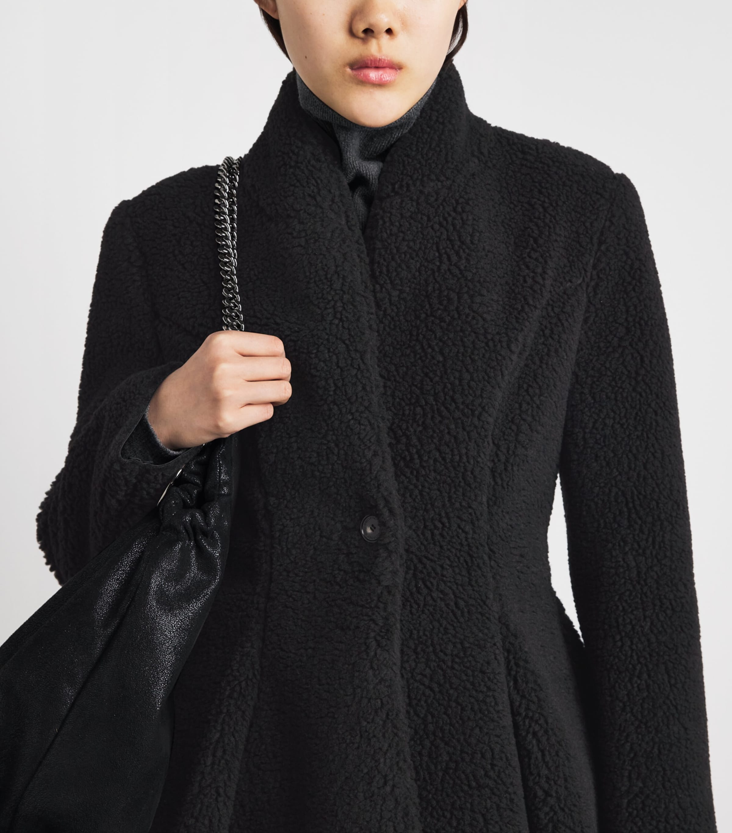 Stella McCartney Womens Plush Peplum Jacket Black Image 3