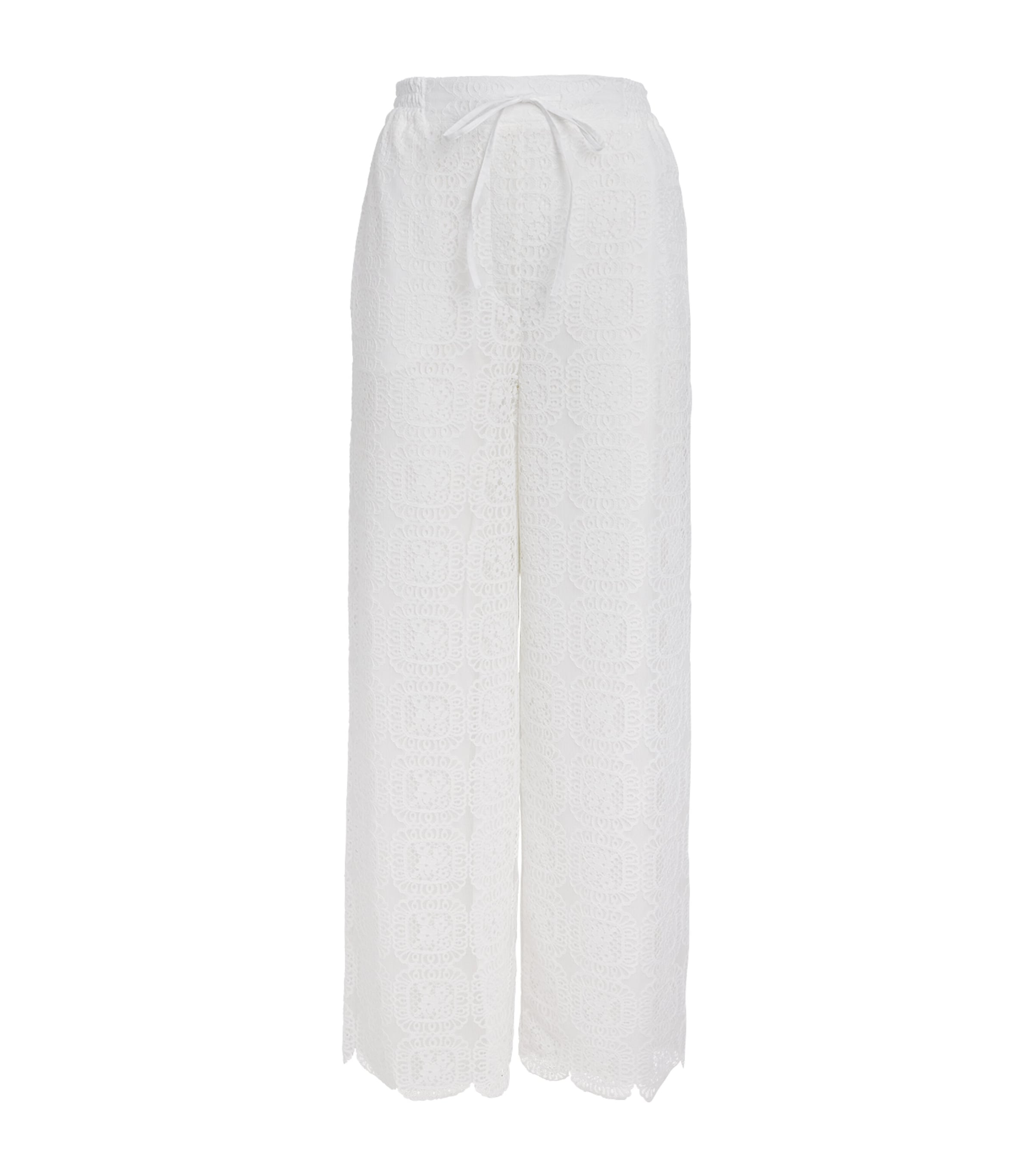 Claudie Pierlot Womens Lace Wide-Leg Trousers White Image 1