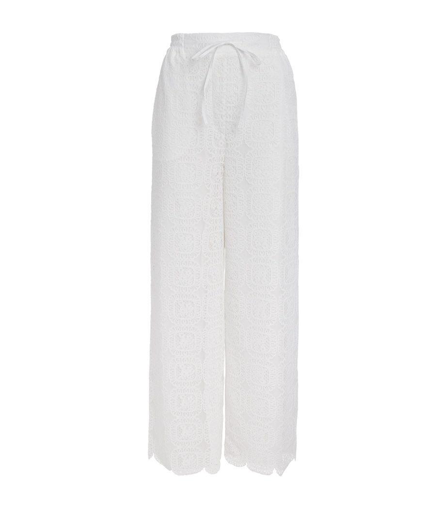 Claudie Pierlot Womens Lace Wide-Leg Trousers White Image 1
