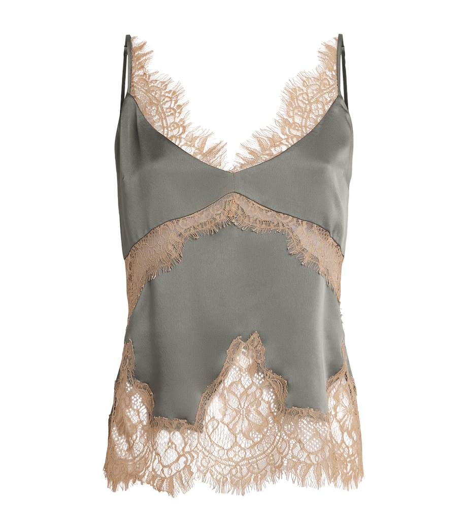 L'Agence Womens Lace-Trim Cami Top Smokey Olive/praline Image 1