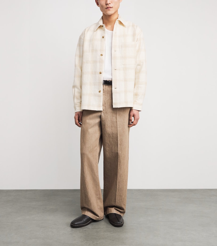 NN07 Mens Cotton-Blend Check Overshirt Ivory Image 2