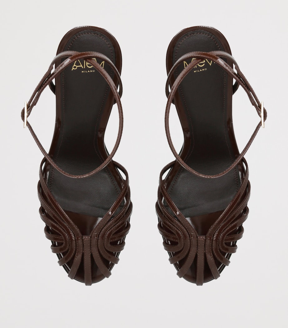 Alevì Patent Leather Blake Heeled Sandals 95 Dark Brown Image 4