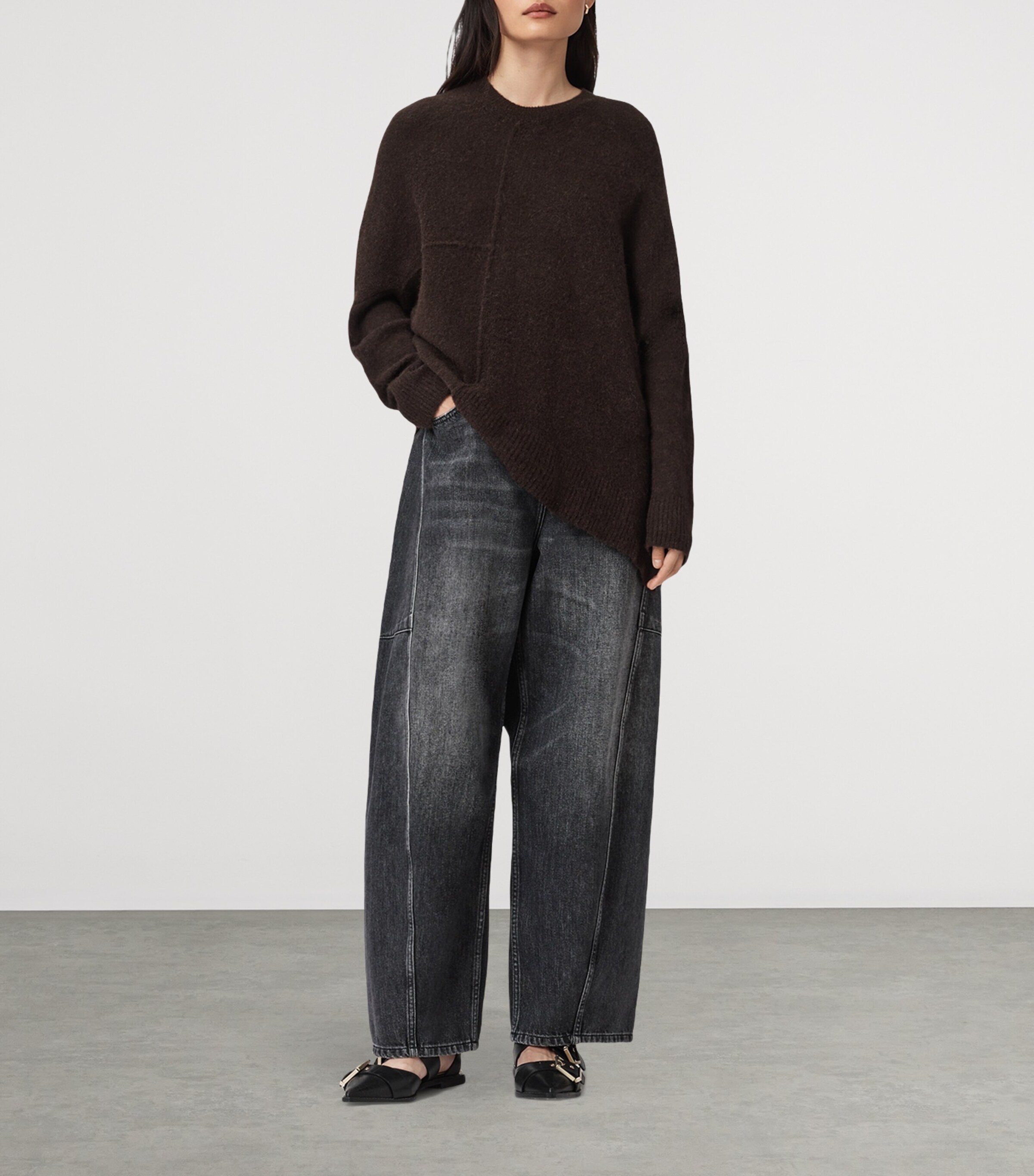 AllSaints Womens Wool-Blend Lock Sweater Oxblood Red Image 2