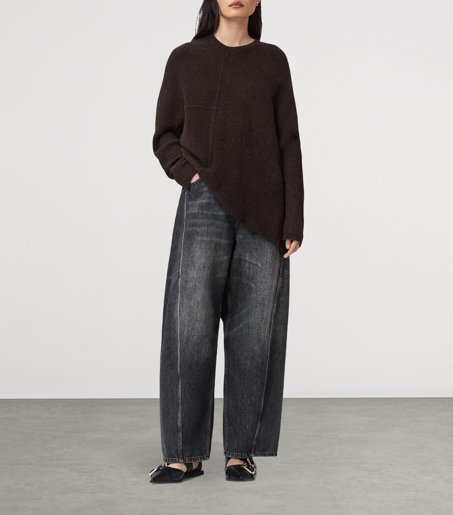 AllSaints Womens Wool-Blend Lock Sweater Oxblood Red Image 2