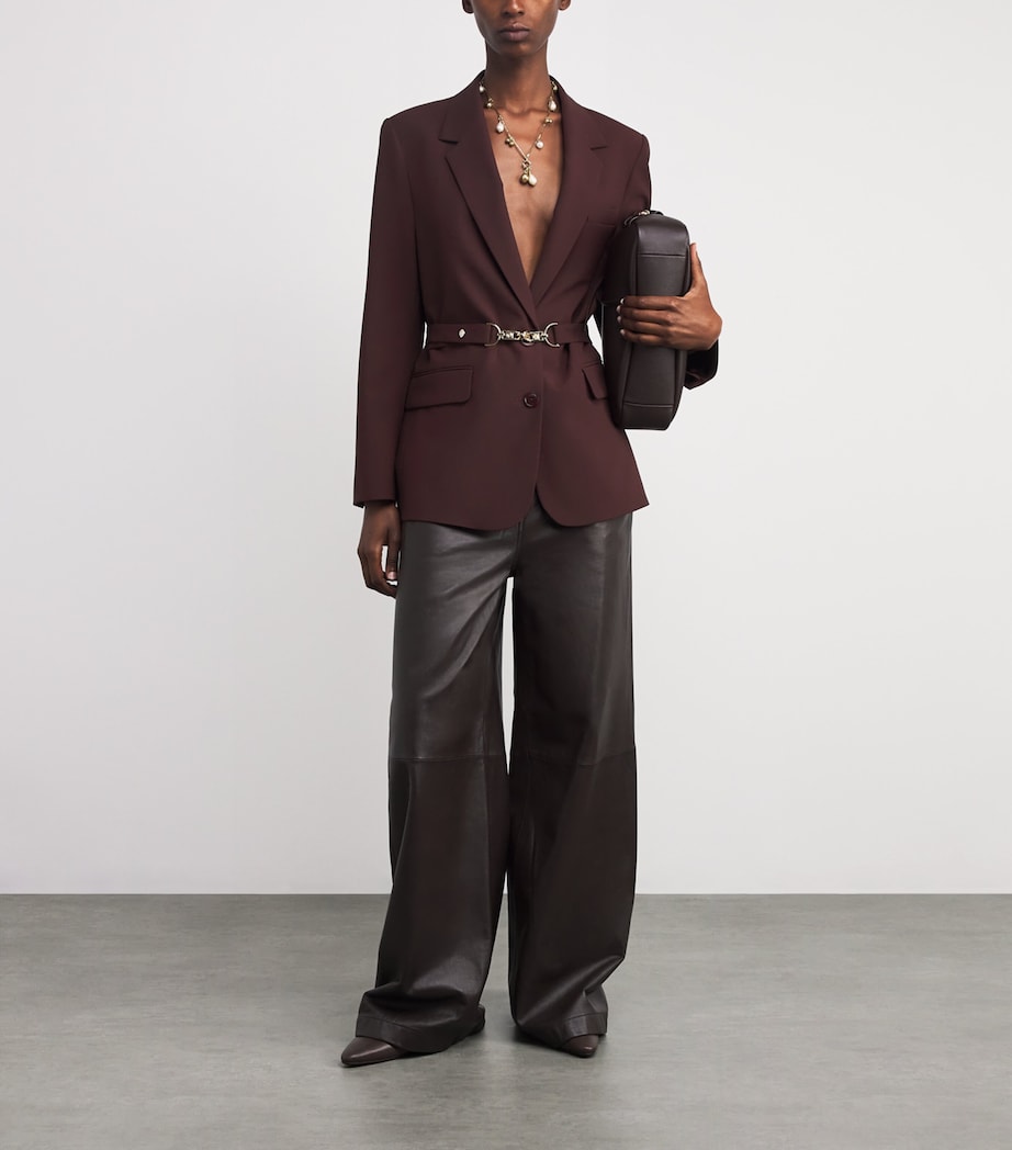 Wool-Blend Belted Blazer BURGUNDY Image 2