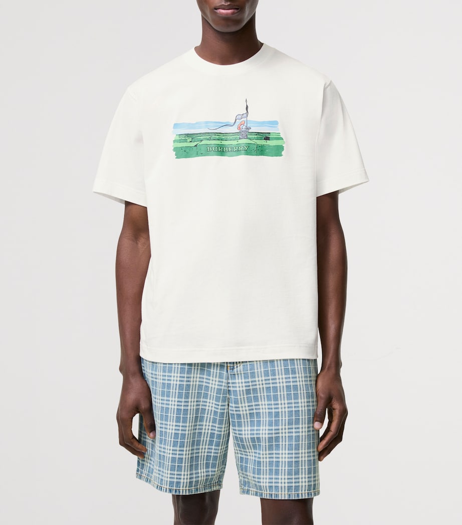 Burberry Mens Cotton Maze Print T-Shirt Chalk Image 2