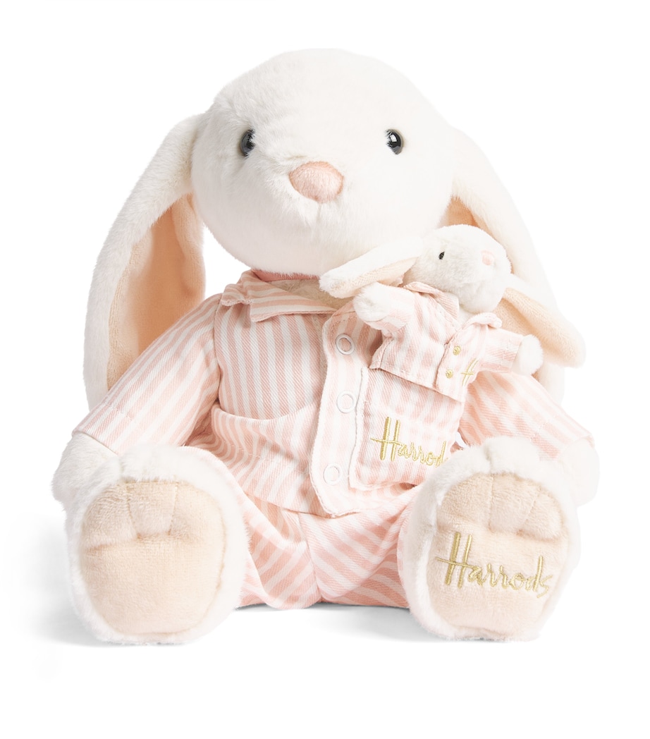 Harrods Stripe Pyjamas Bunny (22cm) Pink Image 1