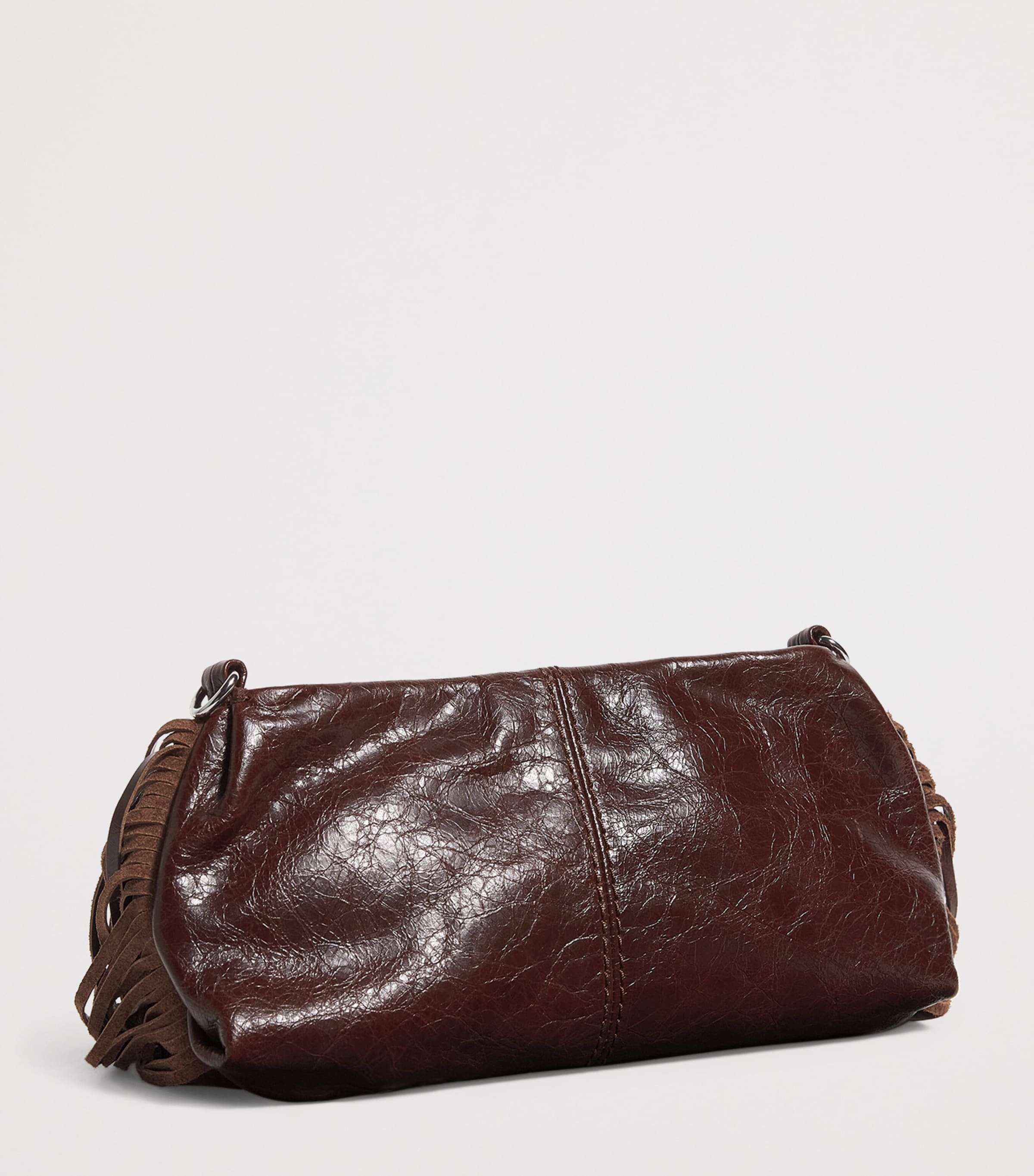Leather Miss M Clutch Bag DARK BROWN Image 2