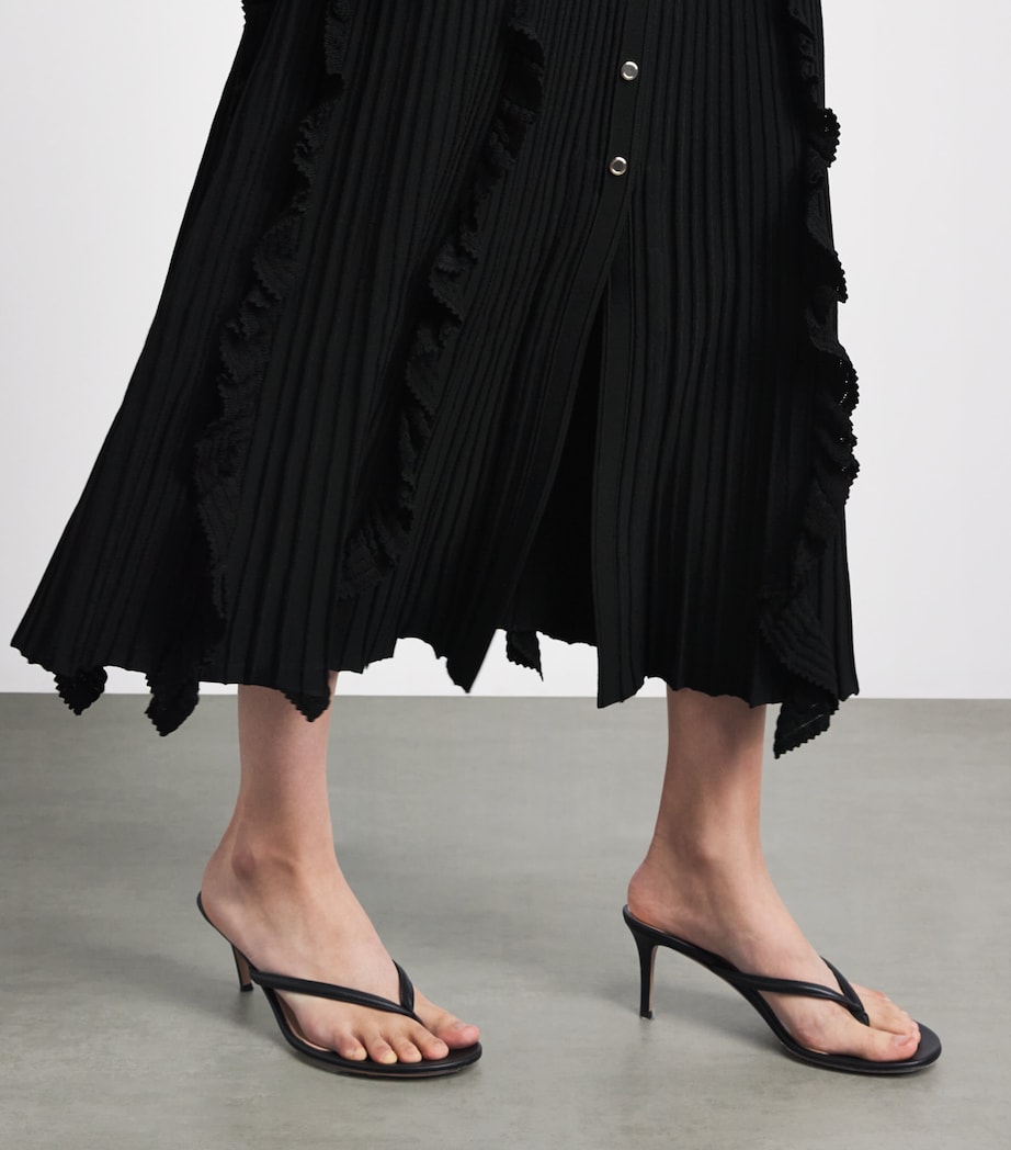 Sandro Paris Womens Knitted Ruffled Maxi Dress Black Image 3