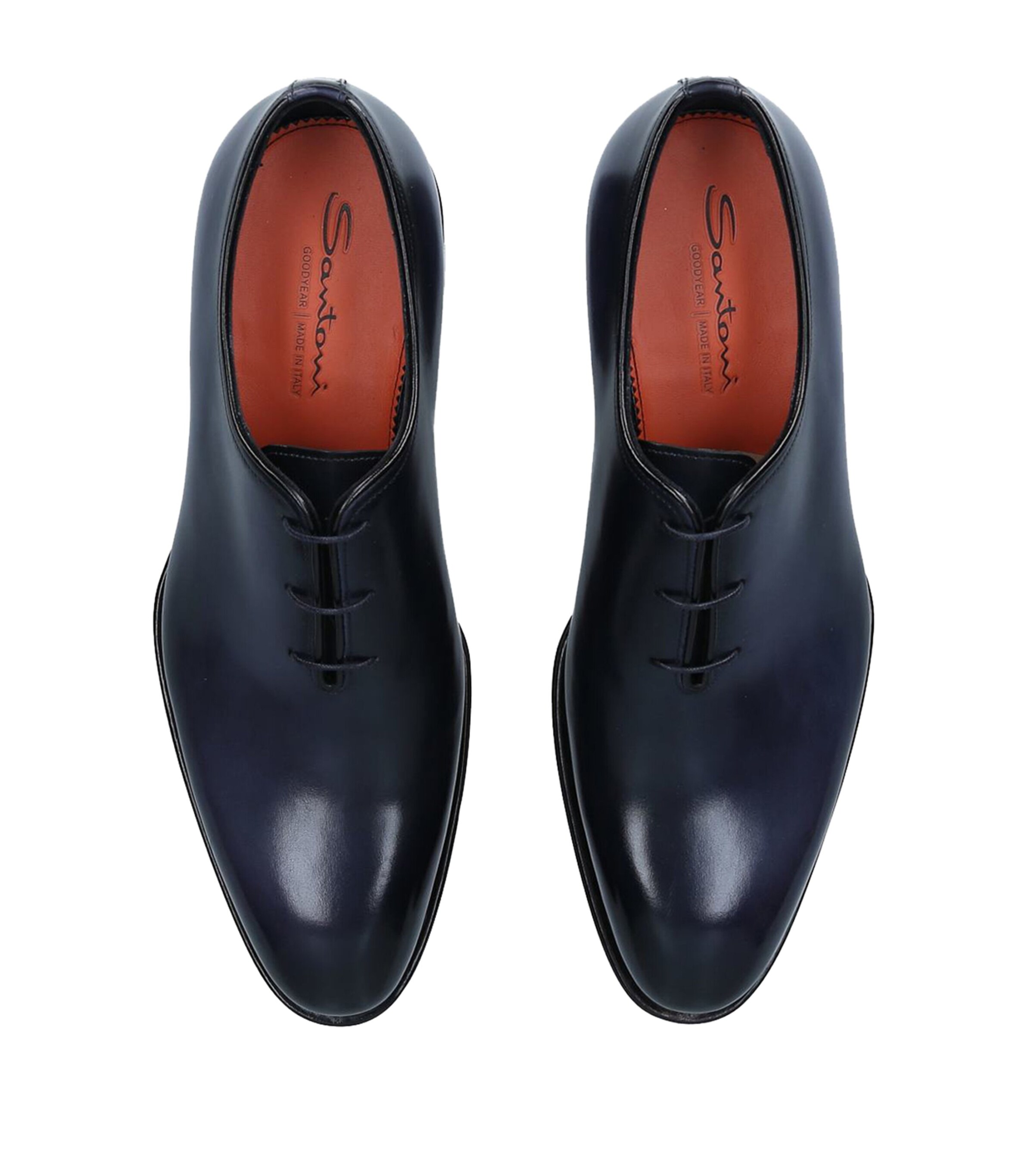 Santoni Leather Patina Wholecut Oxford Shoes Navy Image 4