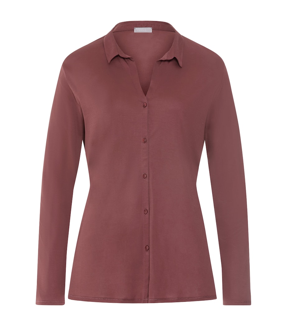 Hanro Womens Modal-Silk Grand Central Pyjama Shirt Apple Butter Image 1