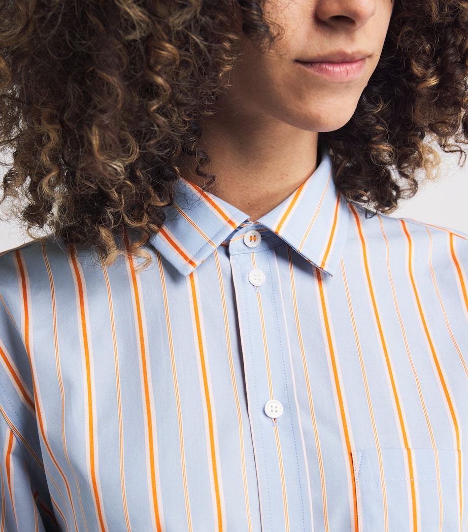 Tab-Detail Stripe Shirt 9472 DELPHINIUM/ORNG Image 6