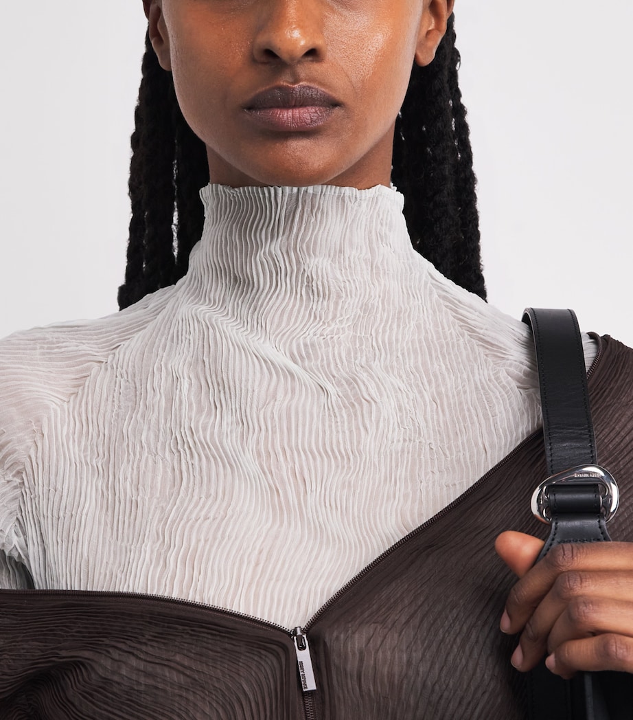 Issey Miyake Womens Chiffon Twist 3 Top Light Grey Image 3