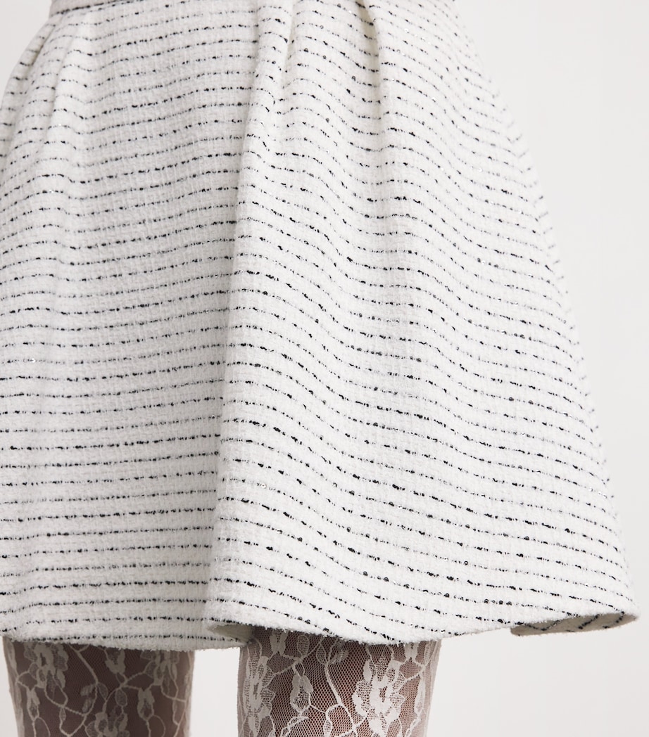 Tweed Embellished Mini Skirt 0822 WHITE-BLACK Image 6