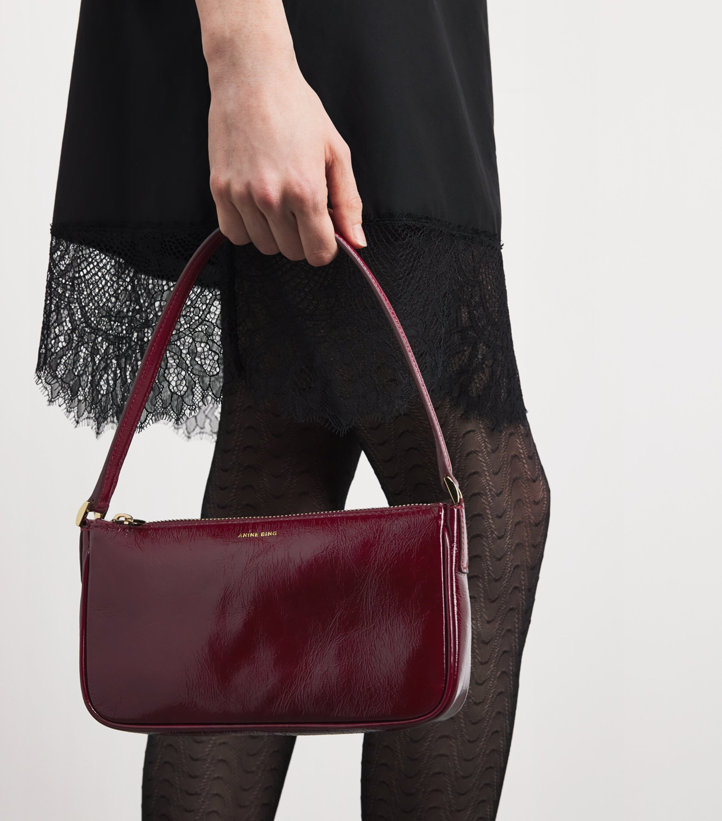Mini Leather Elly Shoulder Bag BURGUNDY Image 5