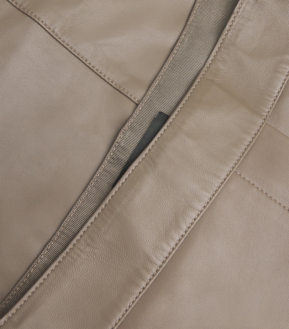 Leather Sèvres Midi Skirt MUSHROOM Image 5