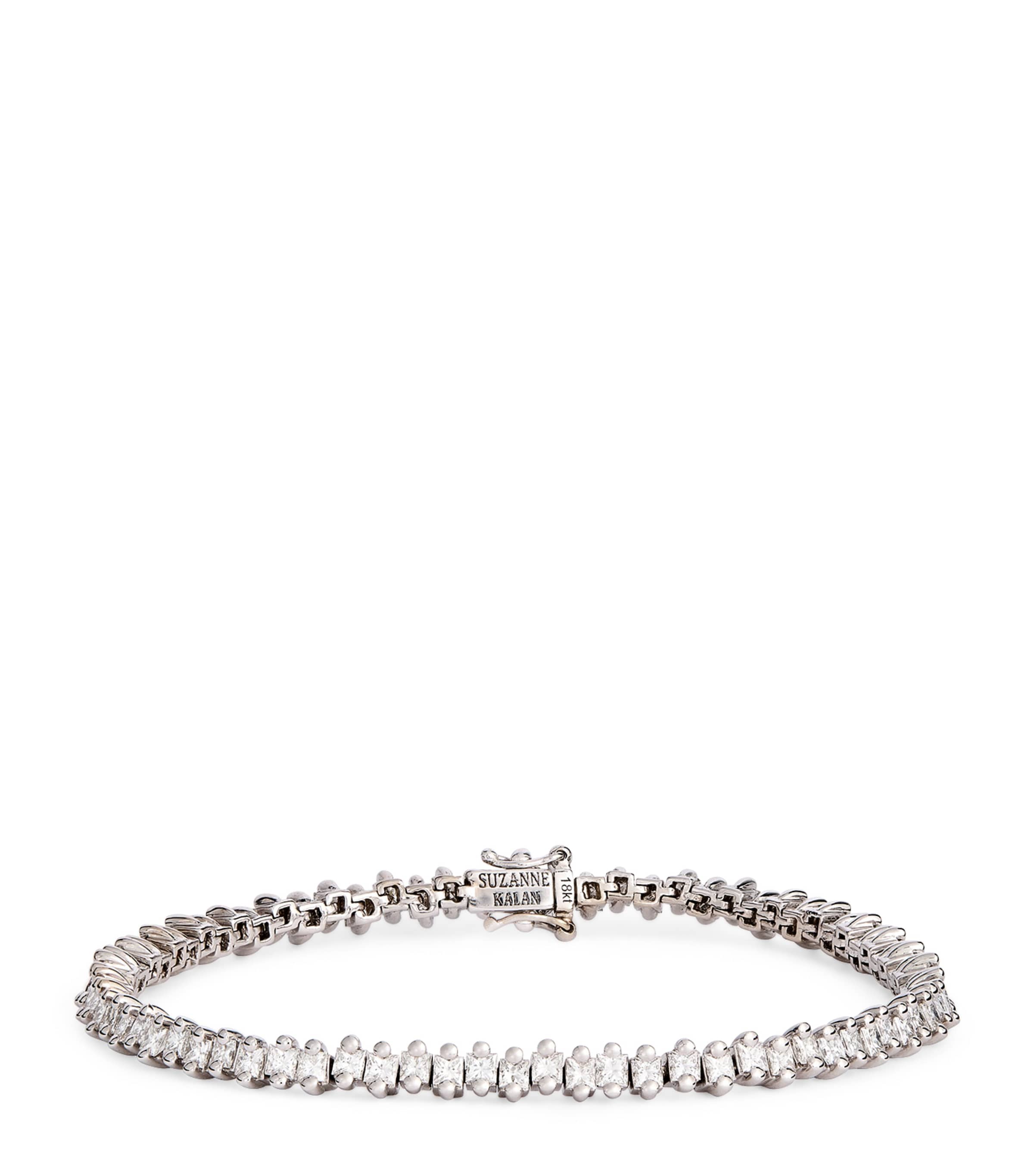 Suzanne Kalan White Gold And Diamond Princess Tennis Bracelet In White