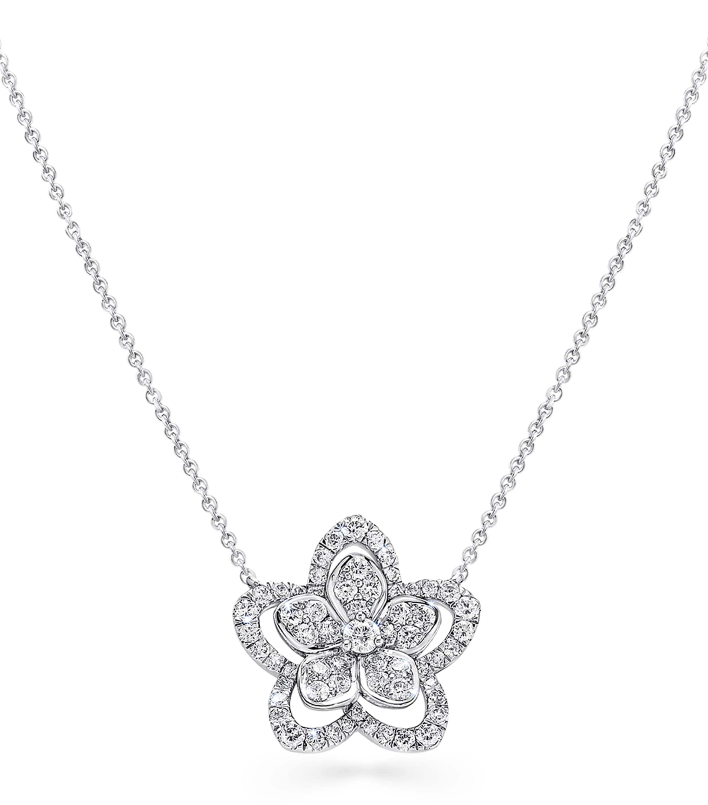 White Gold and Diamond Wild Flower Necklace WHITE GOLD Image 1