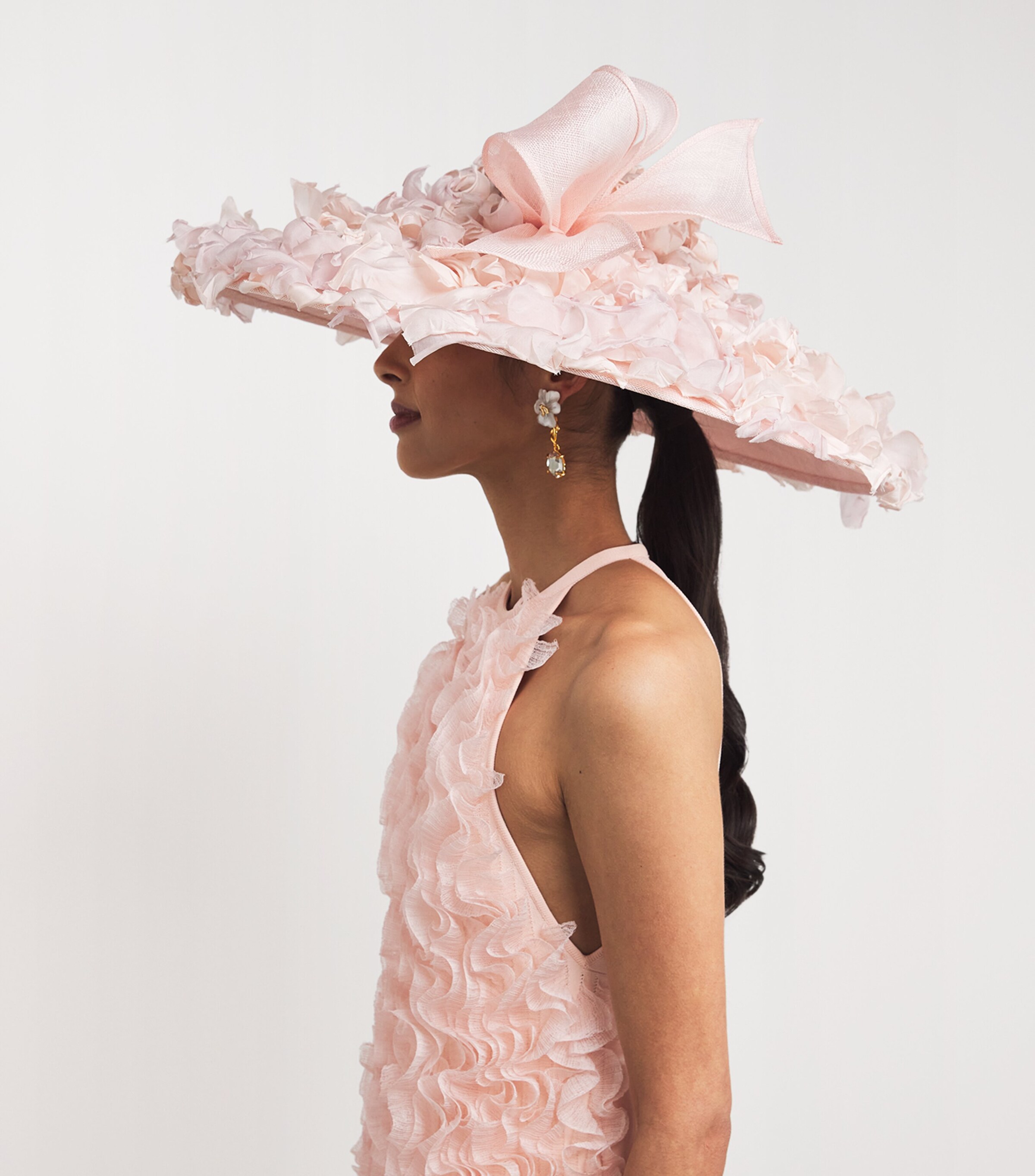 Ruffle-Detail Hat PALE PINK Image 3