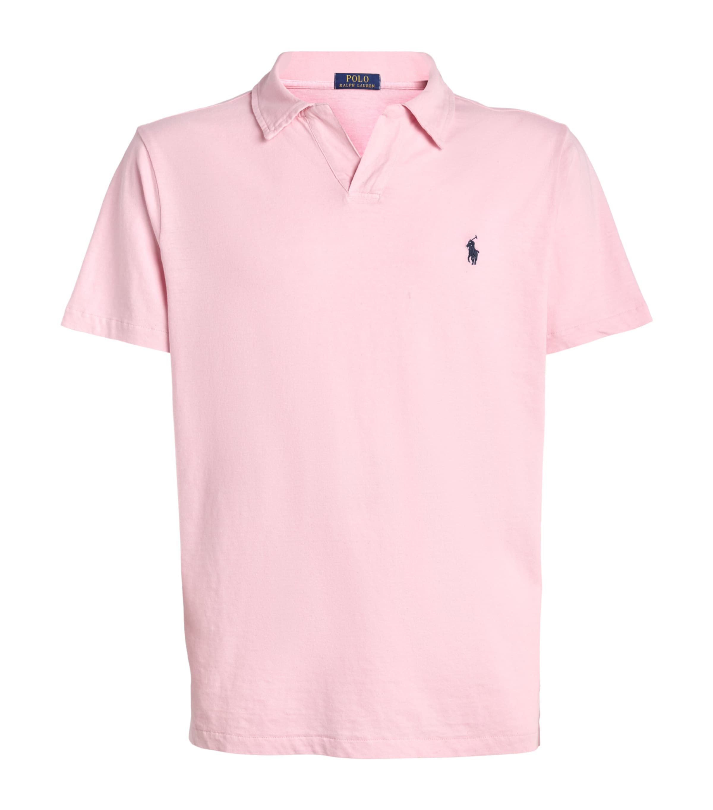Polo Ralph Lauren Mens Cotton-Linen Open-Collar Polo Shirt Garden Pink Image 1