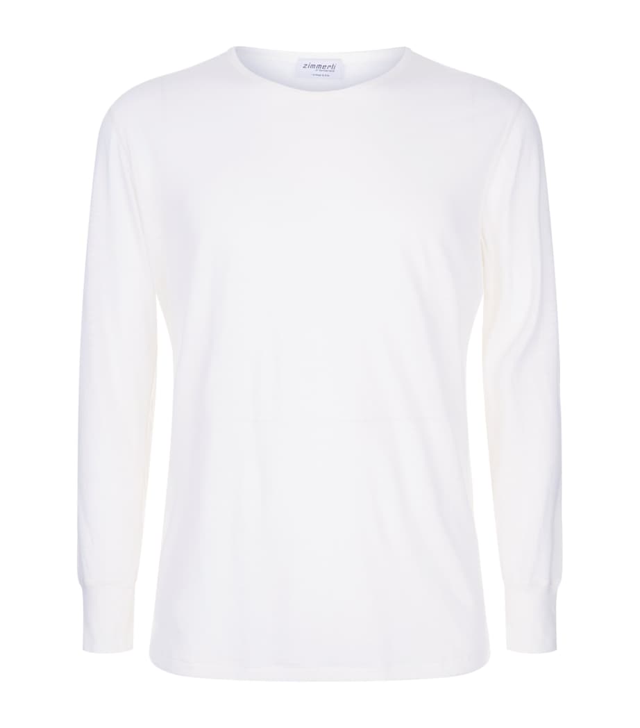 Wool and Silk Long Sleeve Top IVORY Image 1