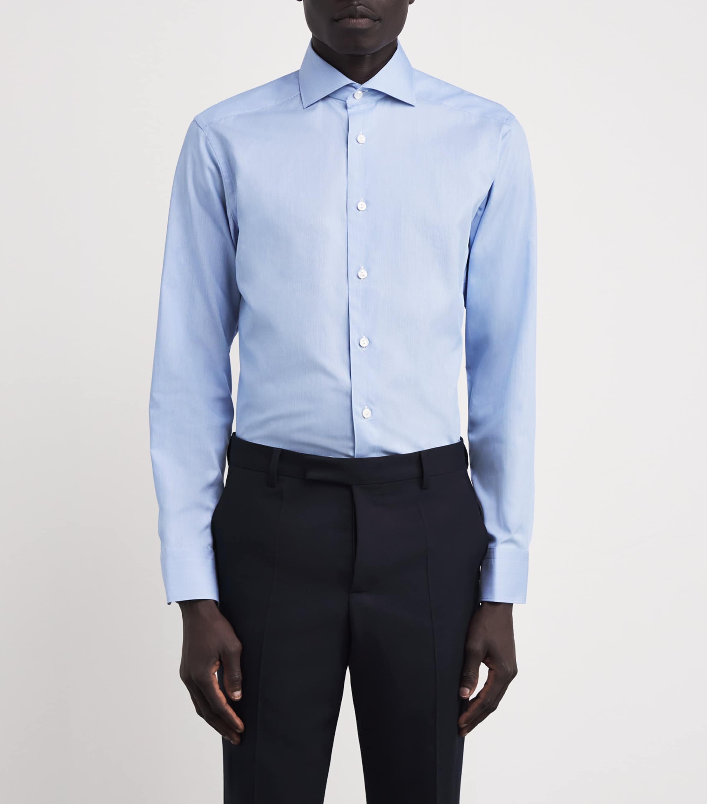 Eton Mens Cotton-Silk Formal Shirt Light Blue Image 3