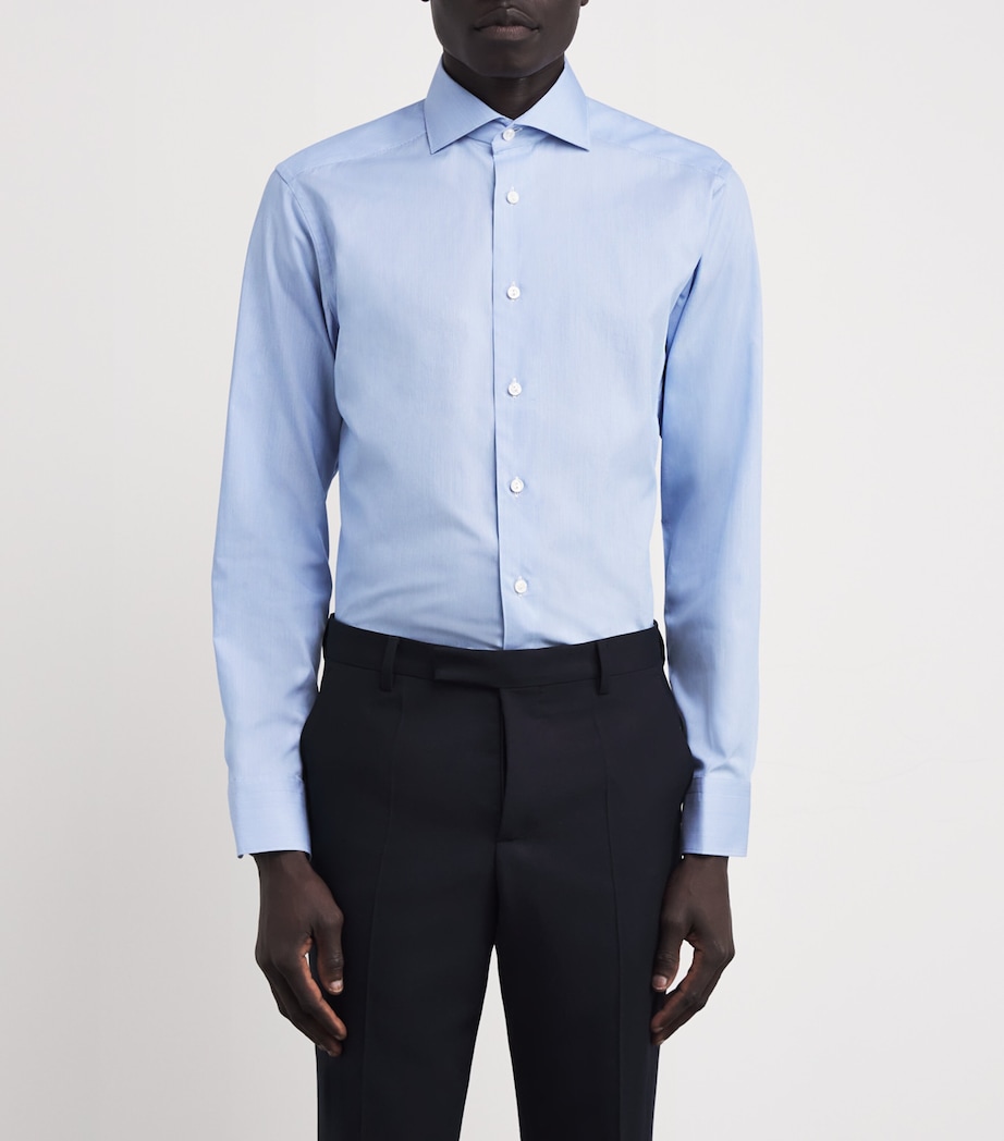 Eton Mens Cotton-Silk Formal Shirt Light Blue Image 3