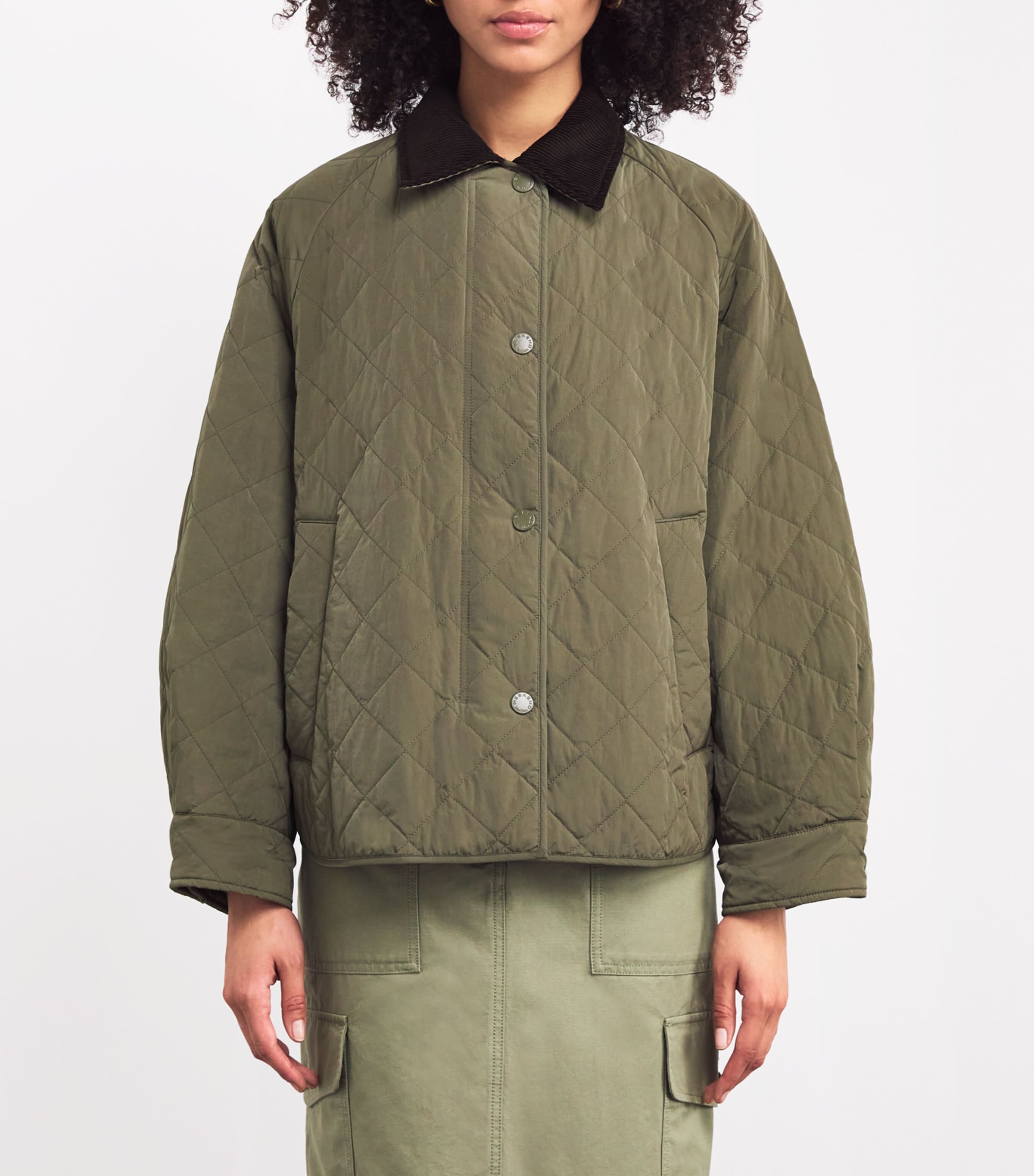 Weekend Max Mara Womens Water-Repellent Quilted Jacket Kaki Image 3