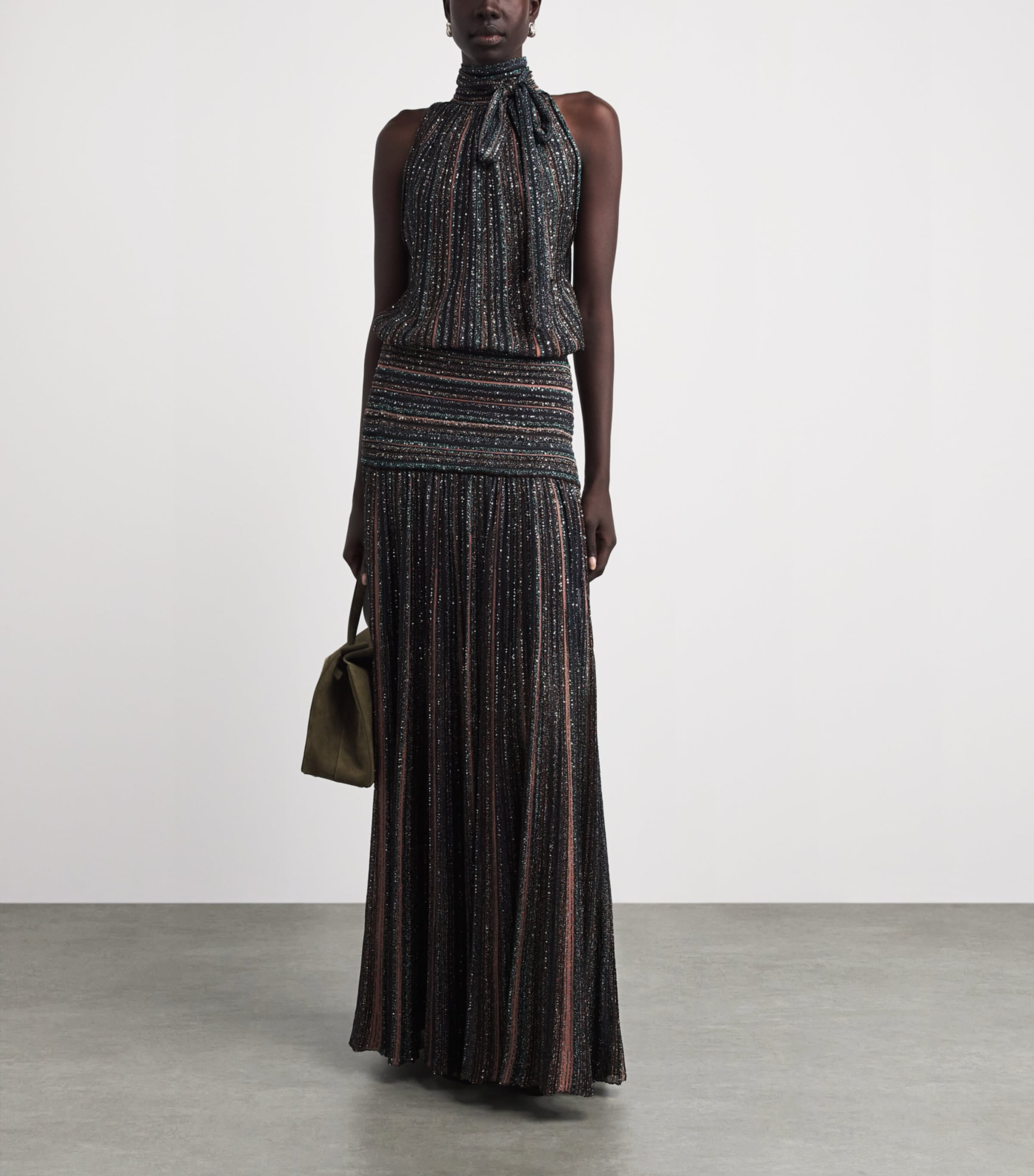Missoni Womens Sequin-Embellished Stripe Maxi Skirt Drk Brown Tone Image 2