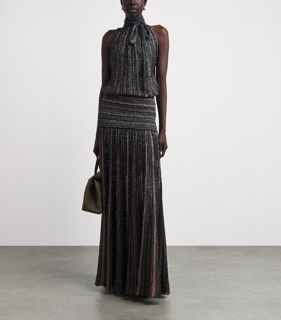 Missoni Womens Sequin-Embellished Stripe Maxi Skirt Drk Brown Tone Image 2