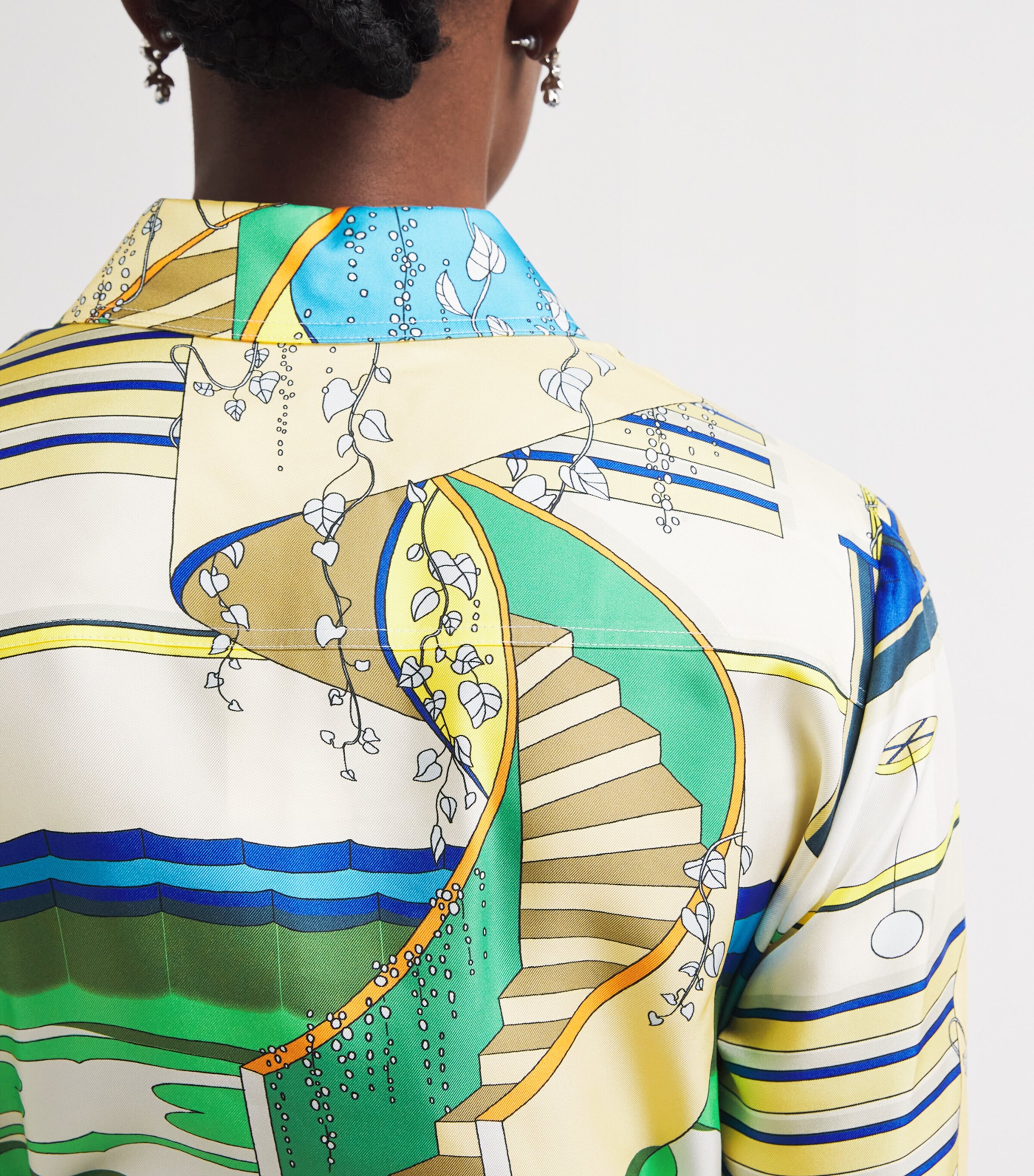 Tory Burch Womens Silk Printed Midi Shirt Dress The Pool Blue Image 5