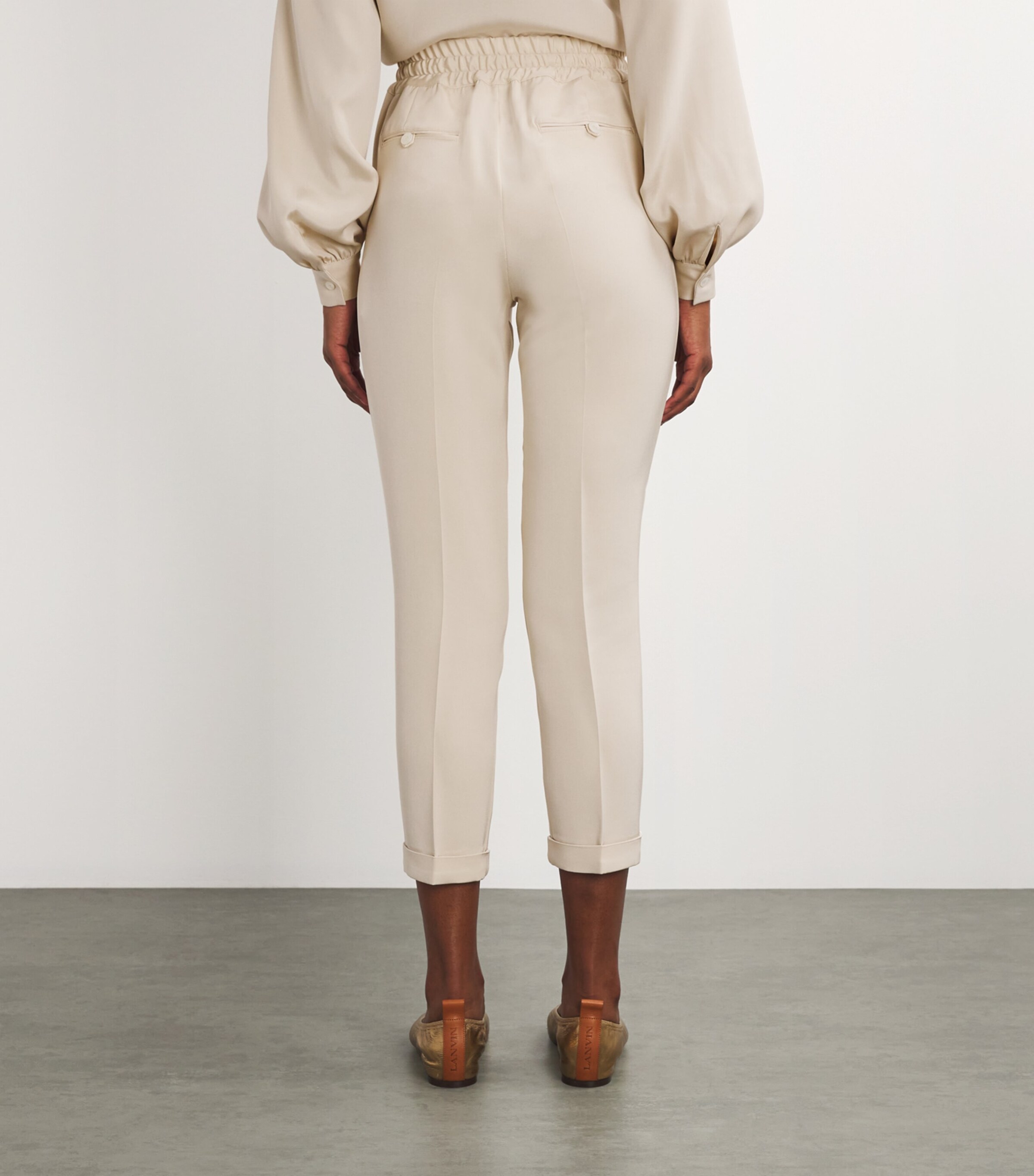 Kiton Womens Silk-Blend Cropped Trousers Butter Image 4