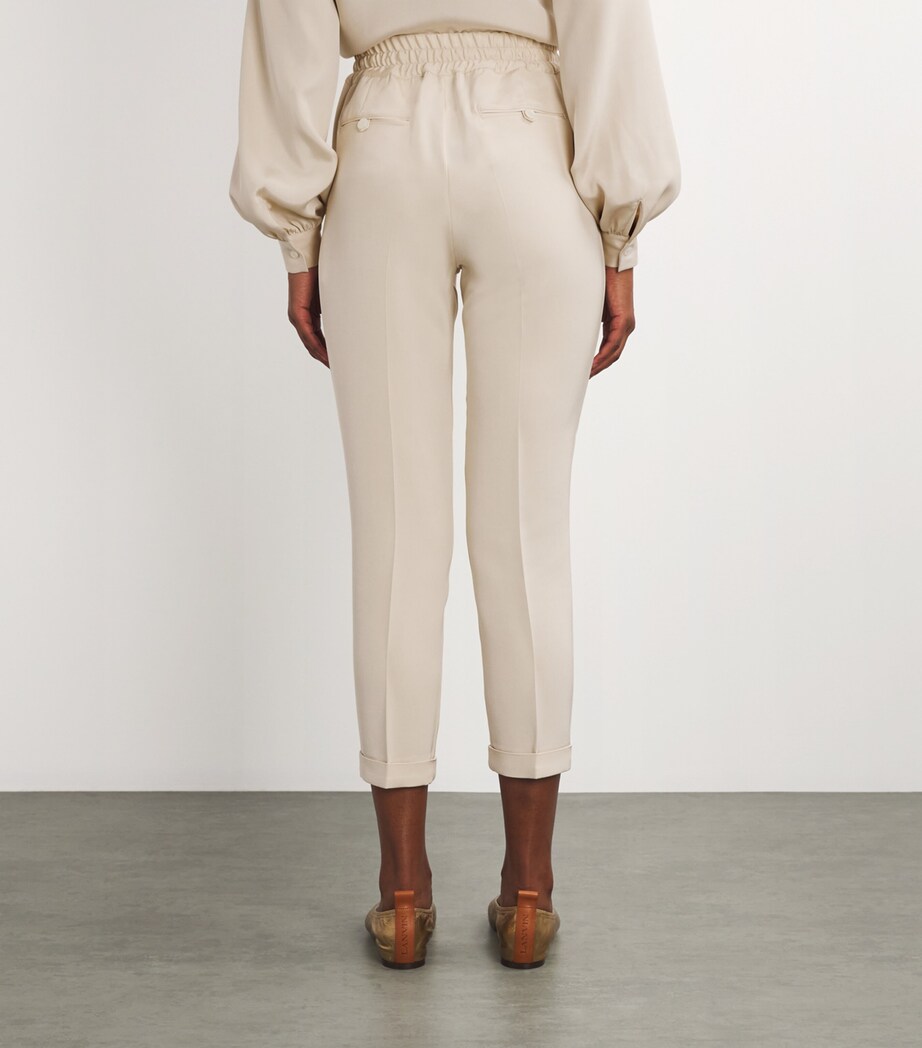 Kiton Womens Silk-Blend Cropped Trousers Butter Image 4