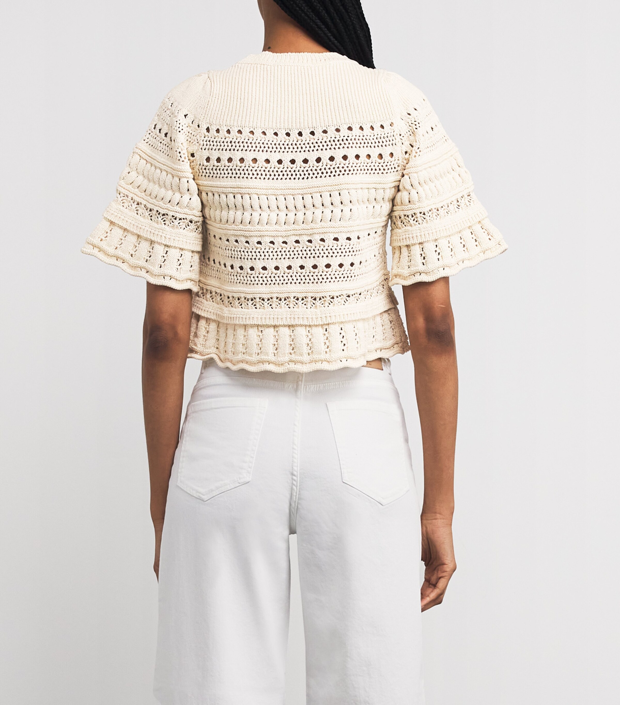 Weekend Max Mara Womens Cotton Crochet Crop Top White Image 4