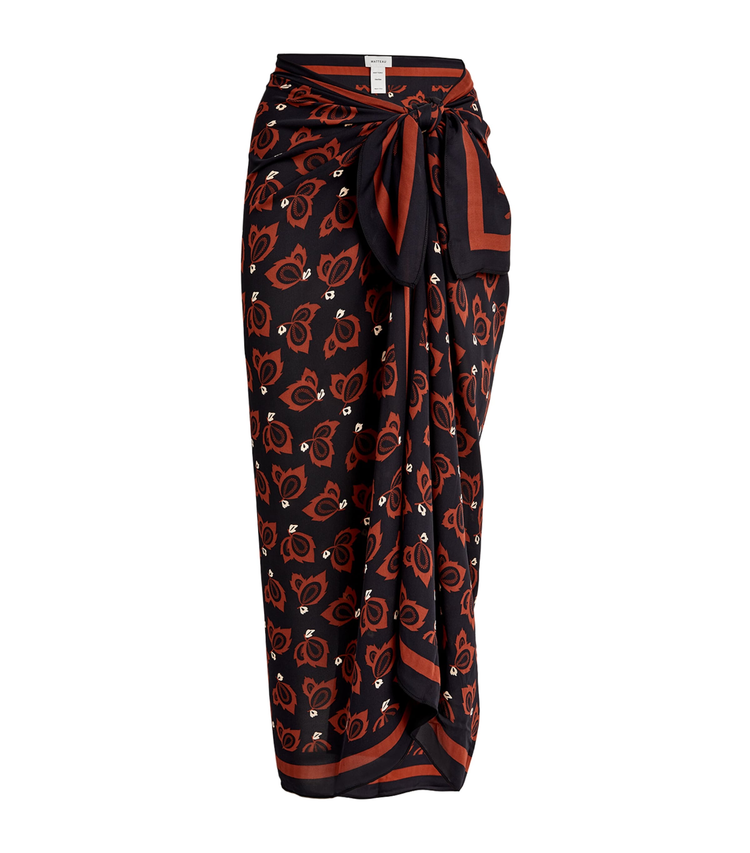 Matteau Silk Printed Sarong In Brown