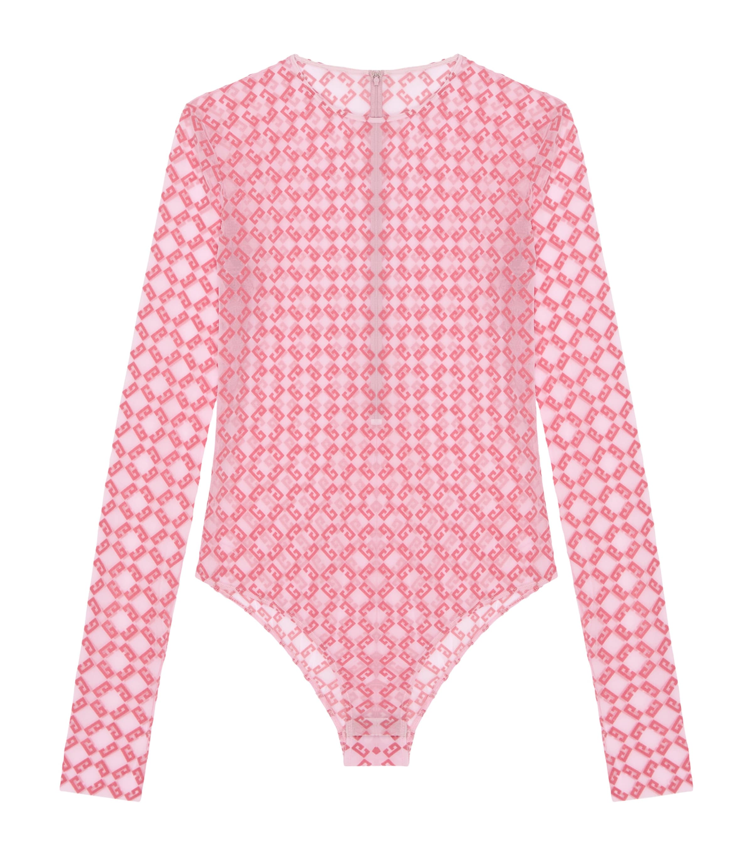 Givenchy Monogram 72 Mesh Fitted Bodysuit In Pink